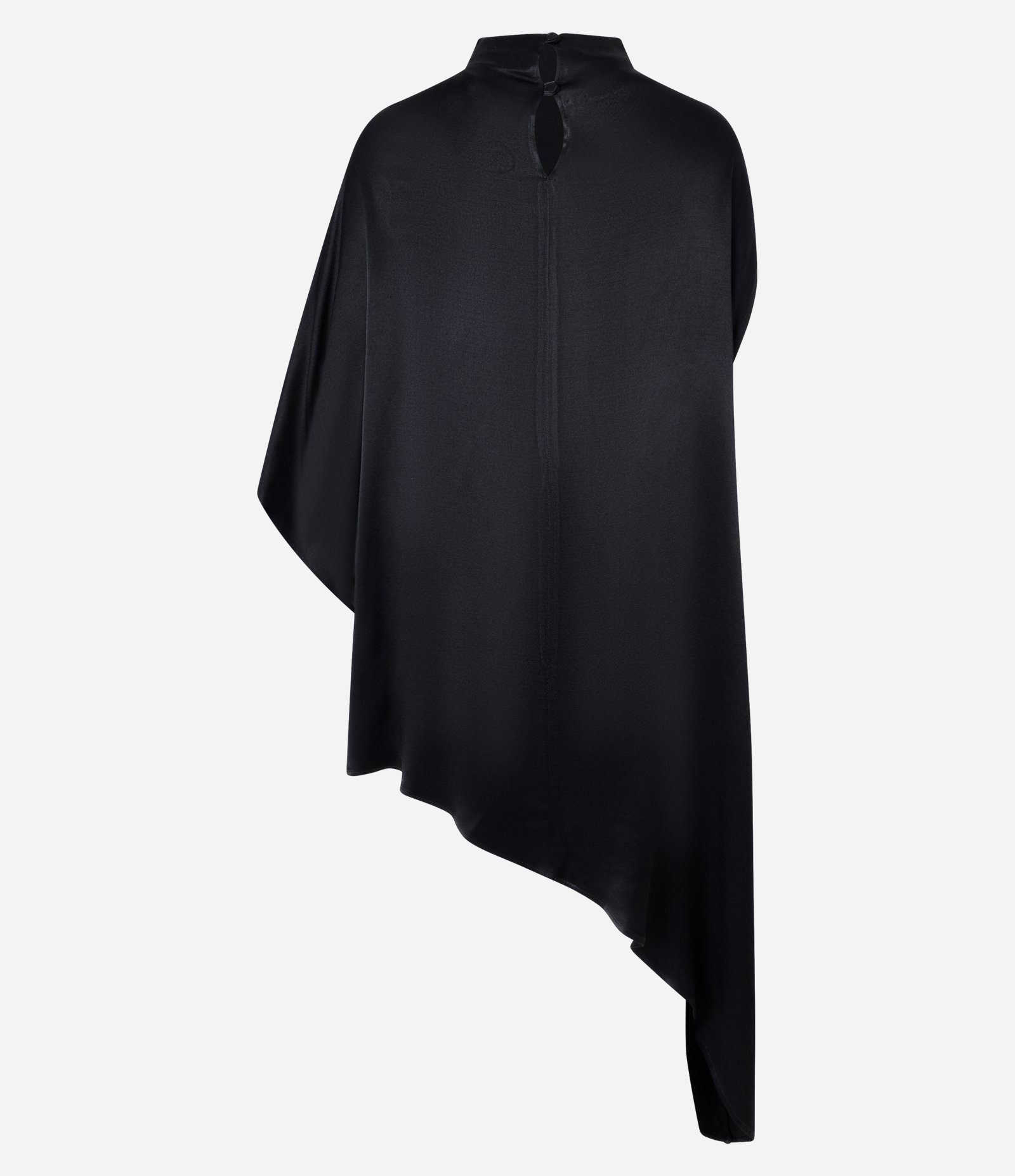 Blusa Assimétrica Acetinada com Gola Alta Preto 5