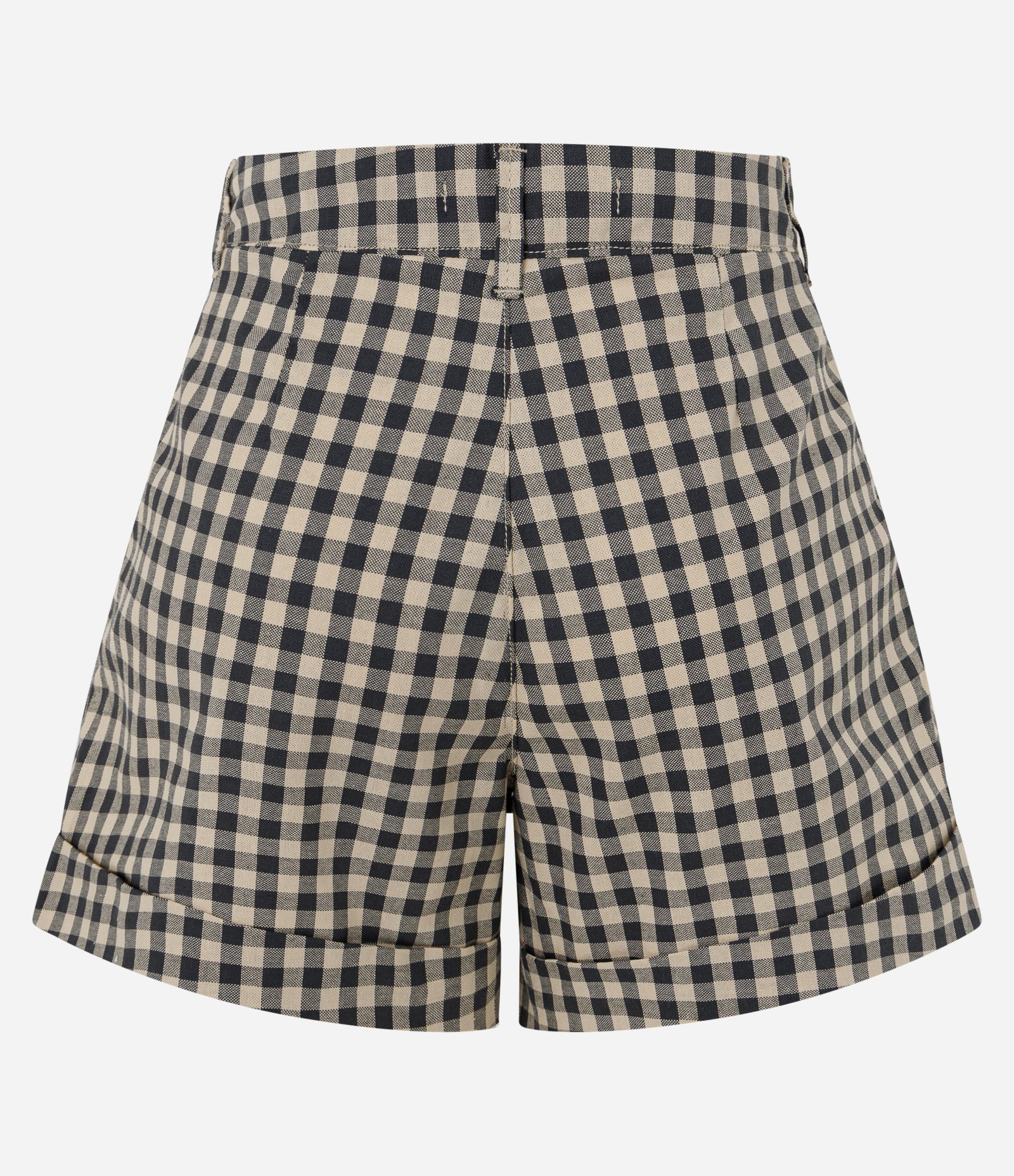 Short Evasê em Sarja com Estampa Xadrez Vichy Cinza 7