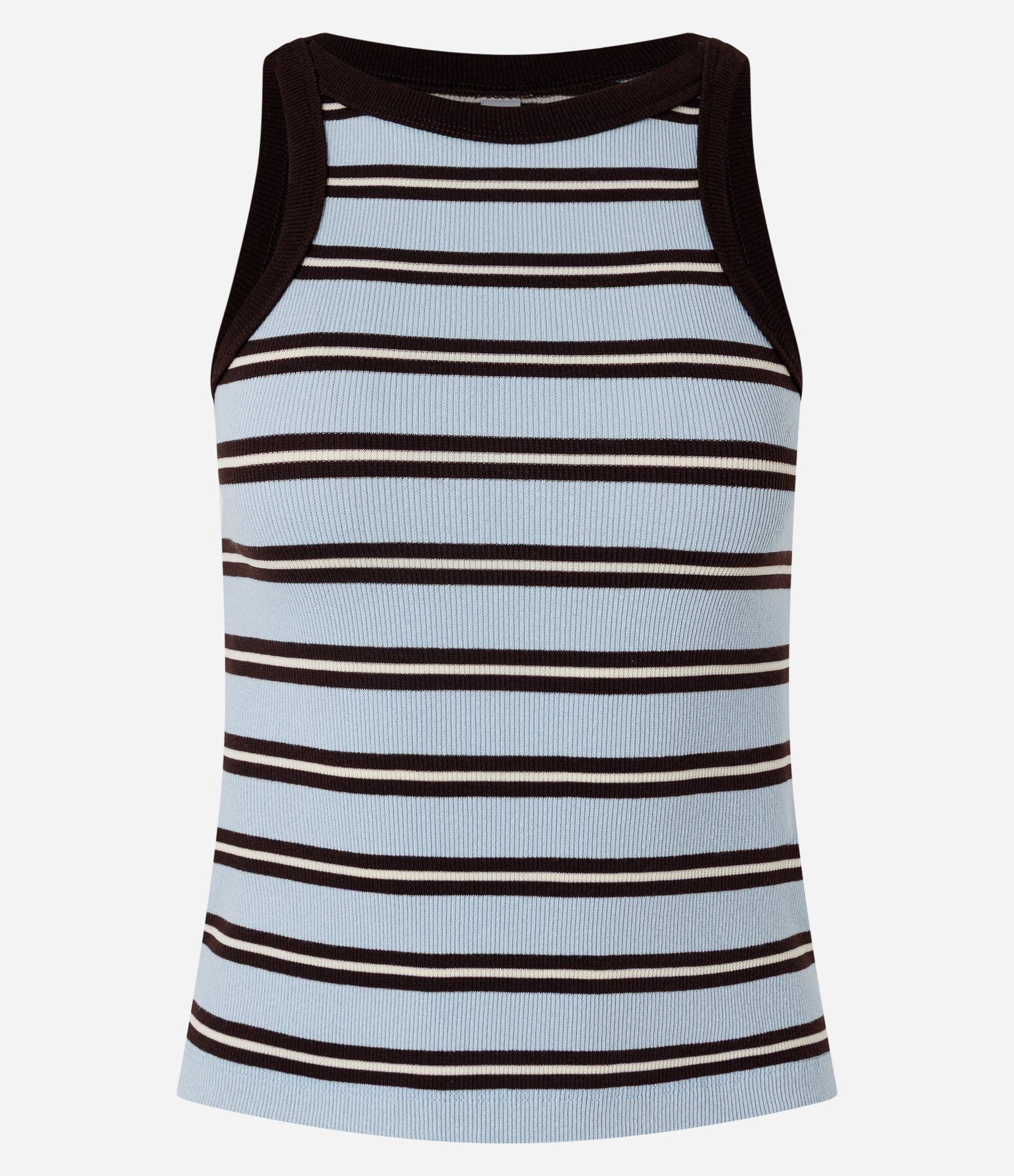 Blusa Listrada em Algodão com Viés Constrastante Azul Claro 1