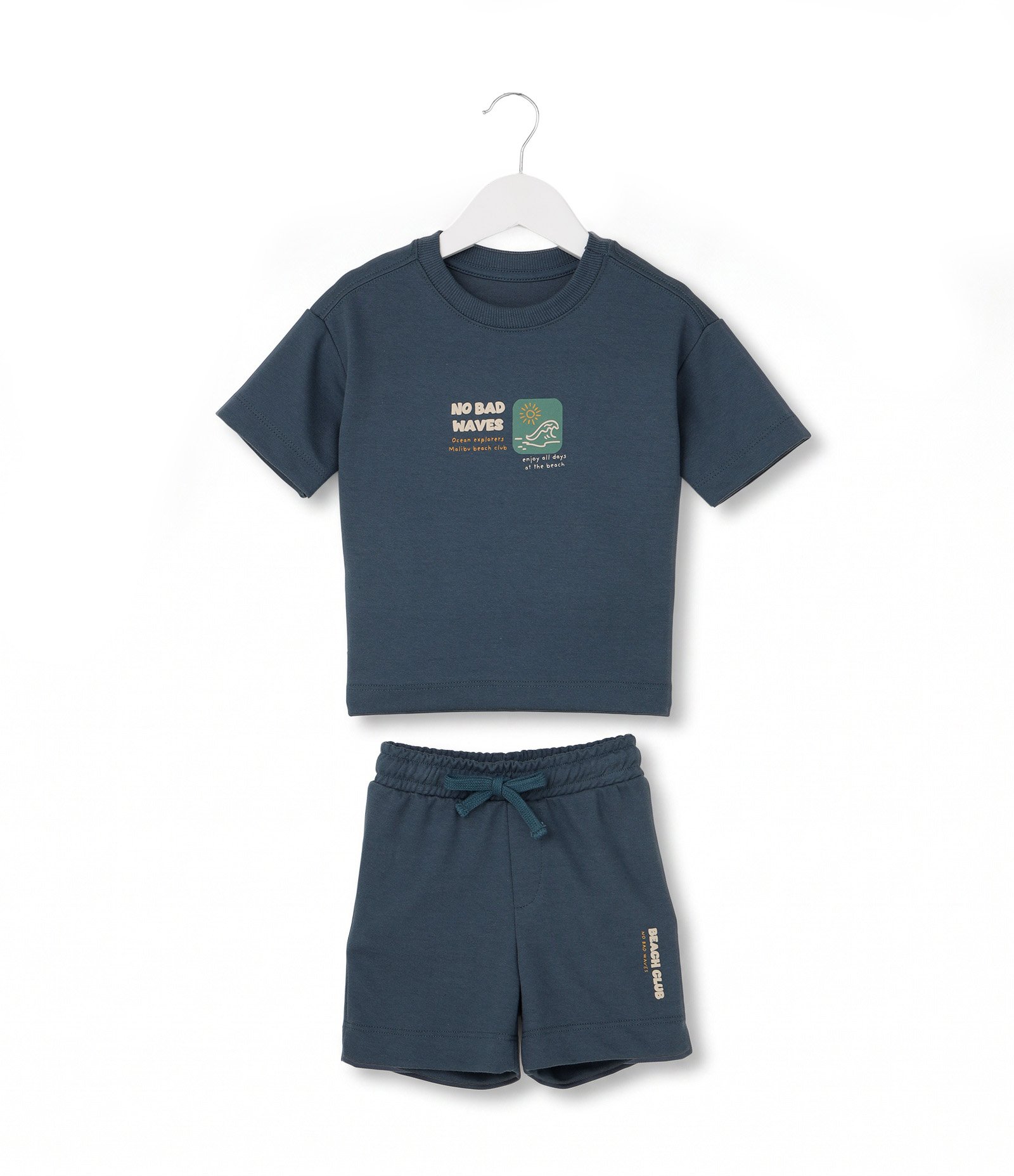 Conjunto Infantil em Algodão Estampa Praia - Tam 1 a 6 anos Cinza 1