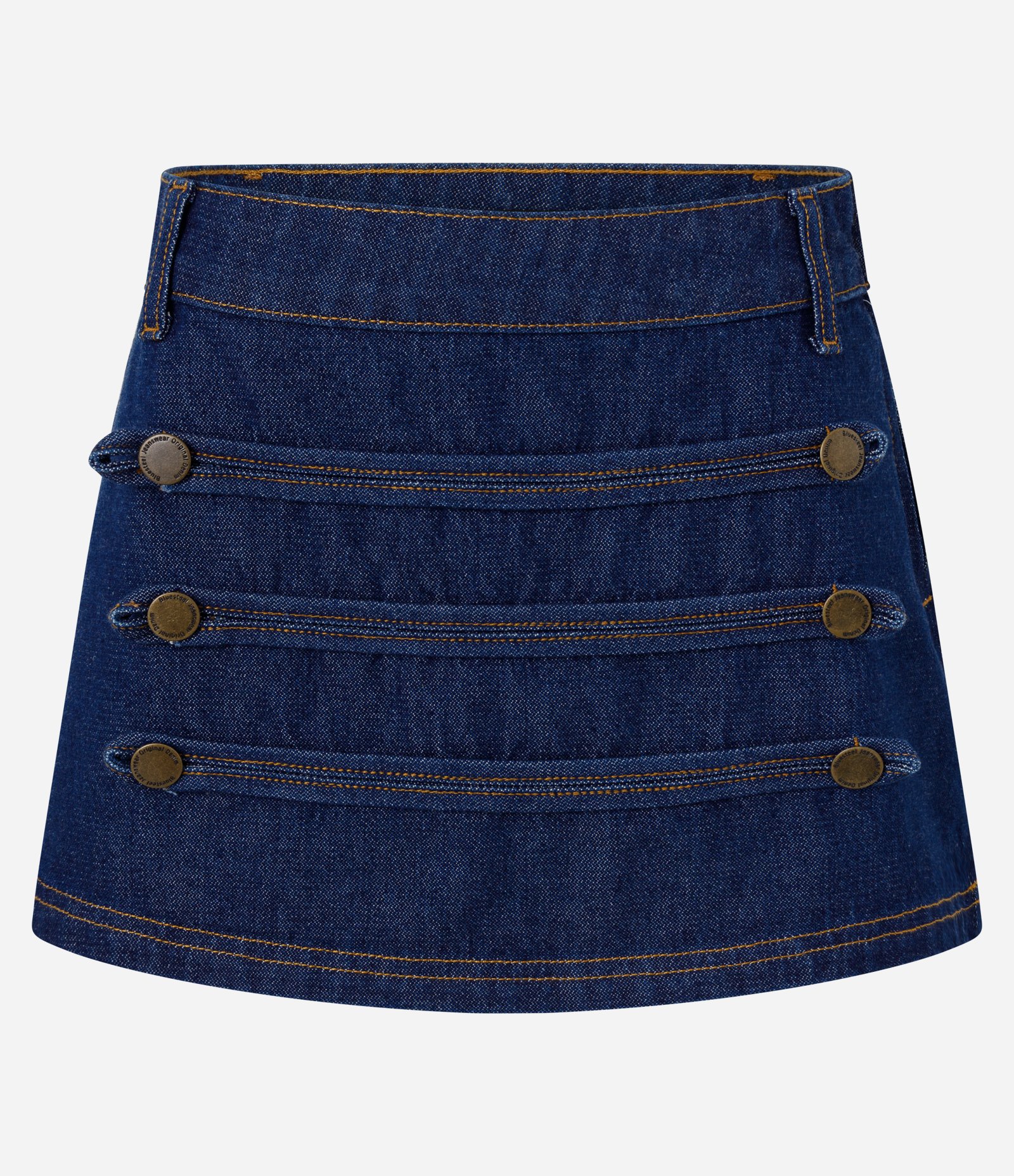 Minissaia Jeans com Botões Napoleônicos Frontais Azul 1