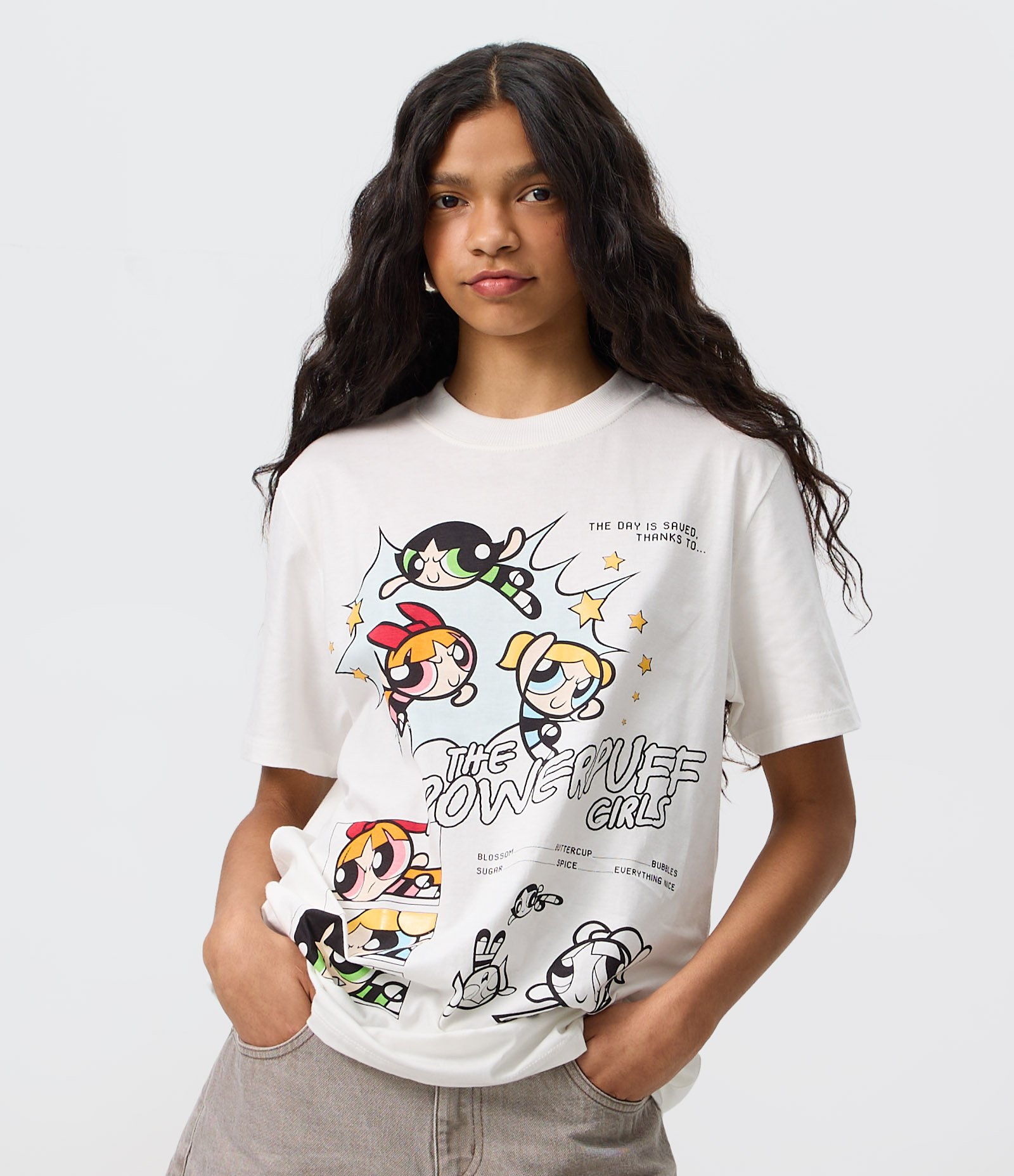 Camiseta em Algodão com Estampa Meninas Superpoderosas com Lettering Branco 1
