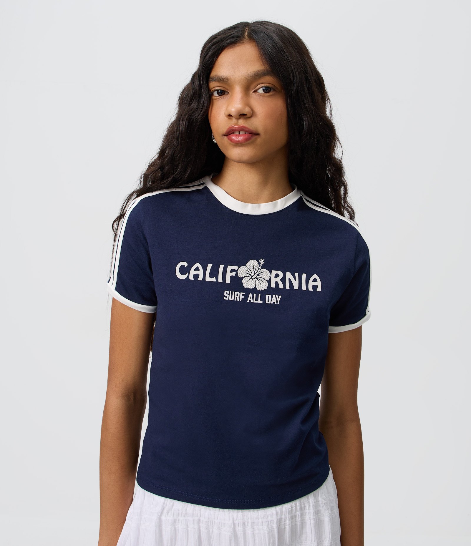 Camiseta New T-Shirt em Algodão com Lettering California Azul Escuro 1