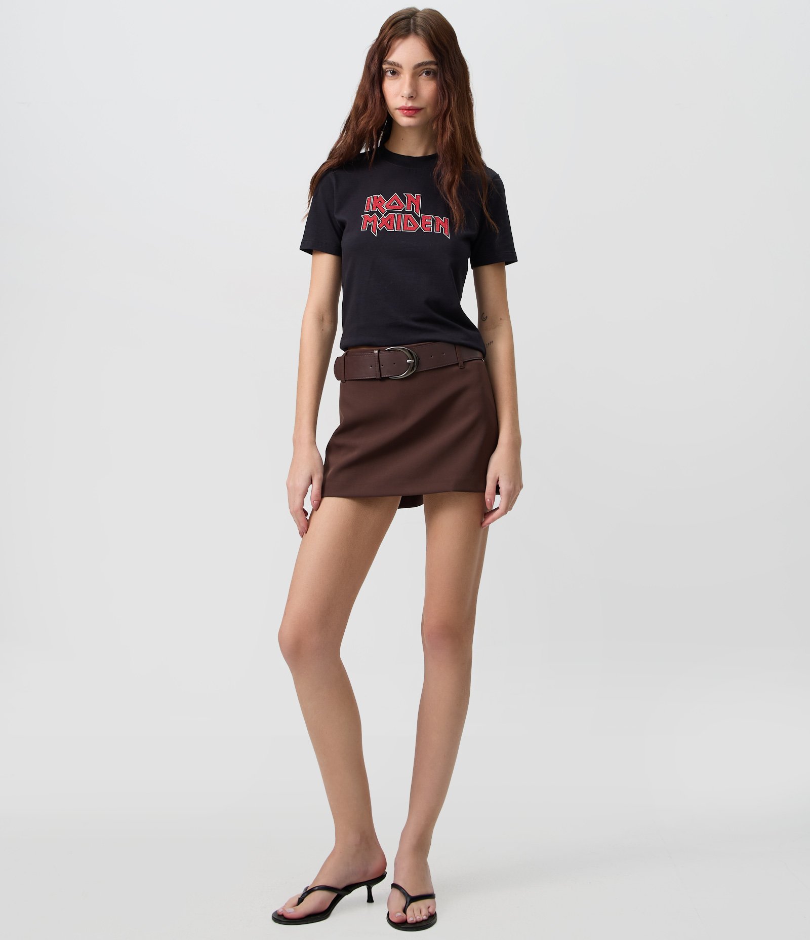 Camiseta Justinha com Estampa Iron Maiden Preto 2