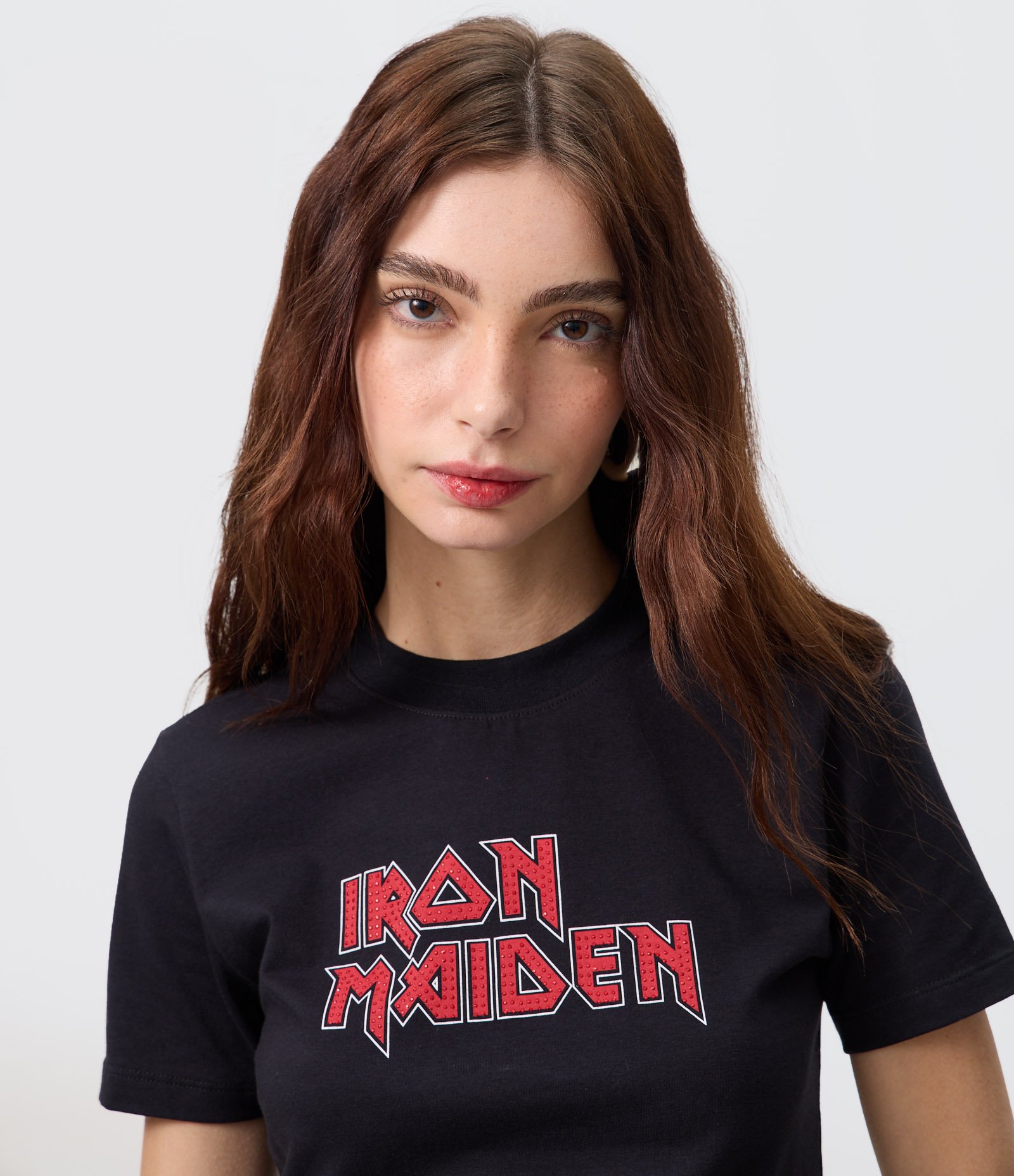 Camiseta Justinha com Estampa Iron Maiden Preto 3