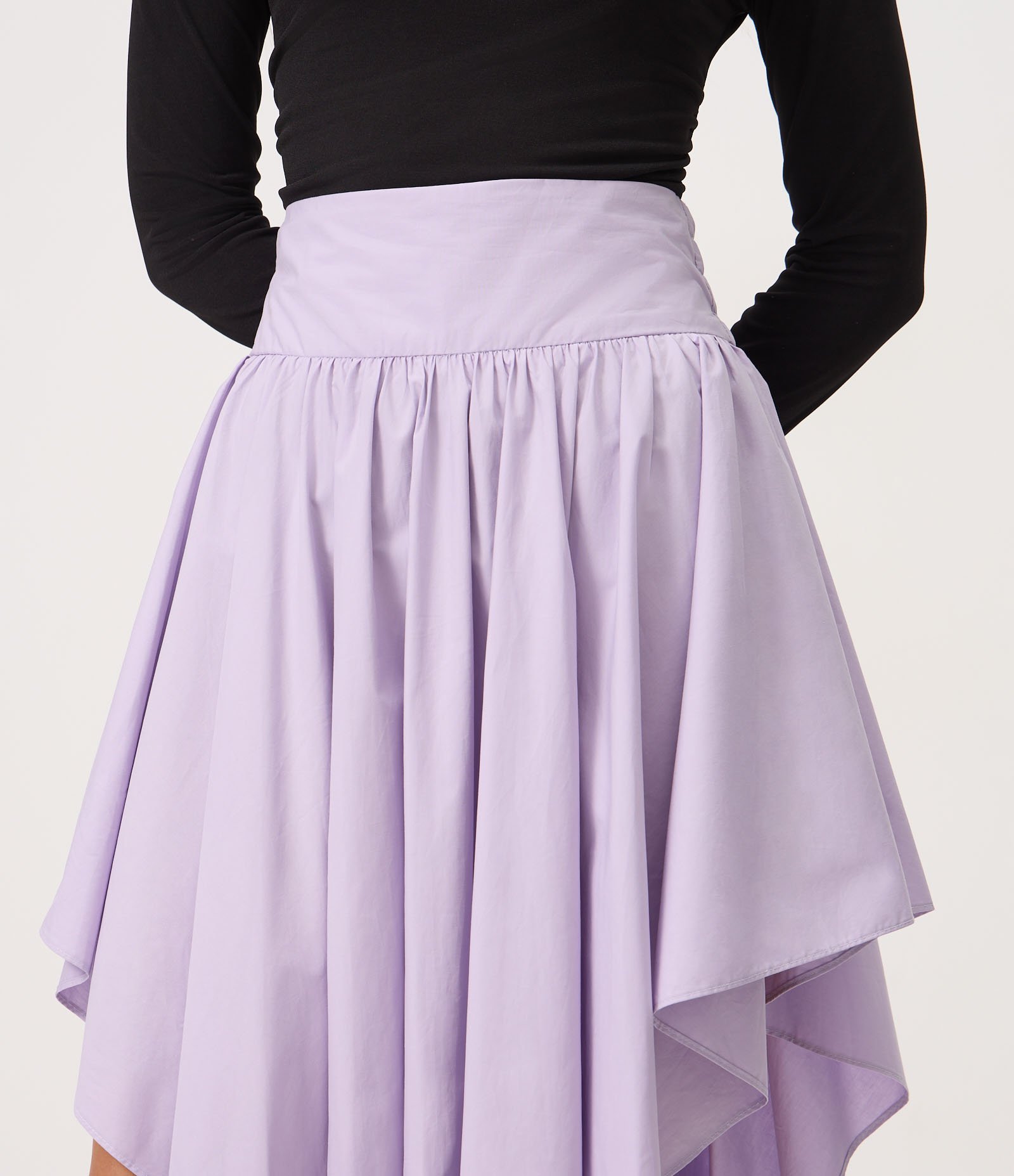 Saia Assimétrica em Tricoline com Barra Fluida Roxo 4