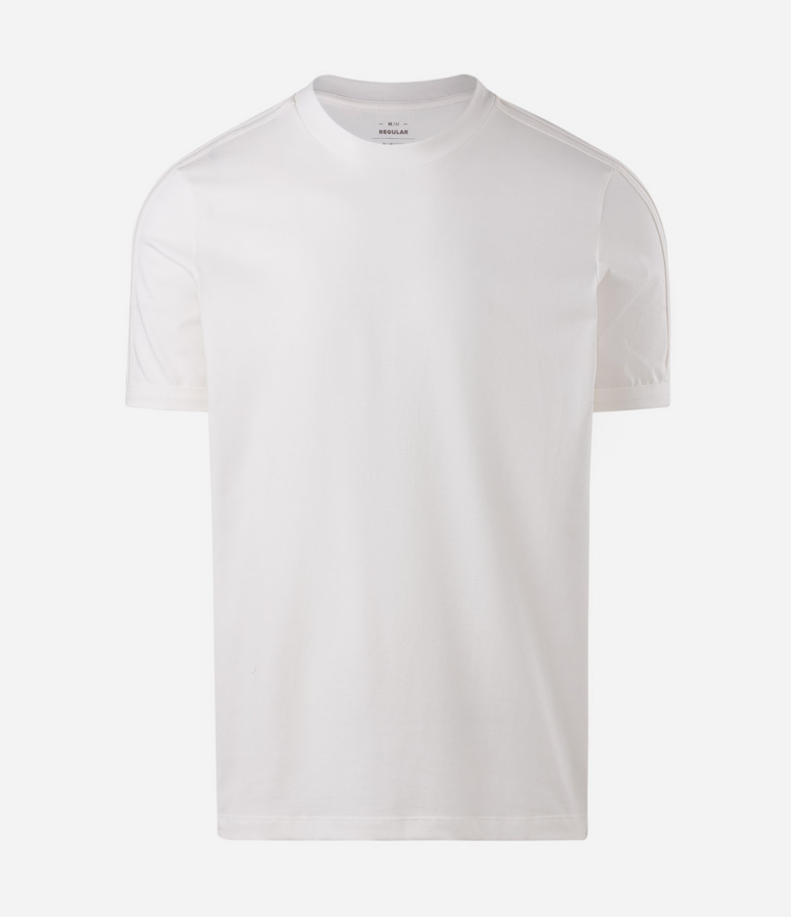 Camiseta Regular em Algodão com Listras nos Ombros Branco 5
