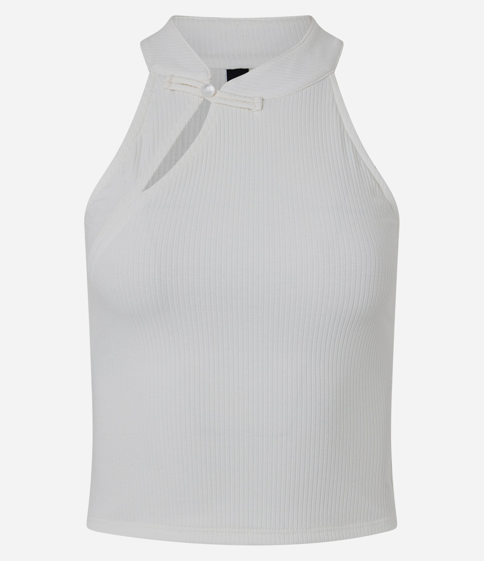Blusa em Ribana com Gola Alta e Fechamento Alamar Branco 5