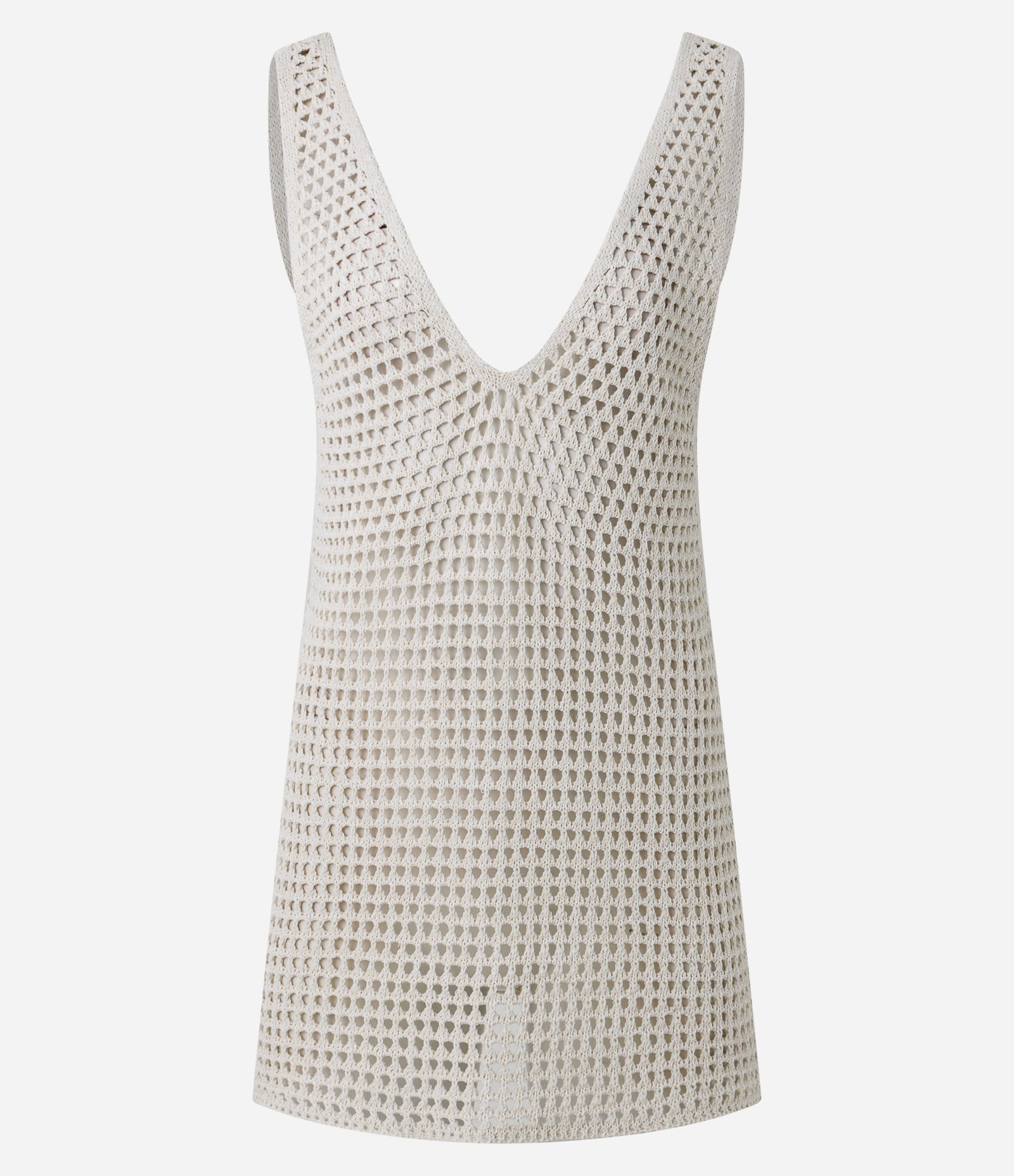 Saída de Praia Vestido em Crochê com Argola Lateral Bege 5