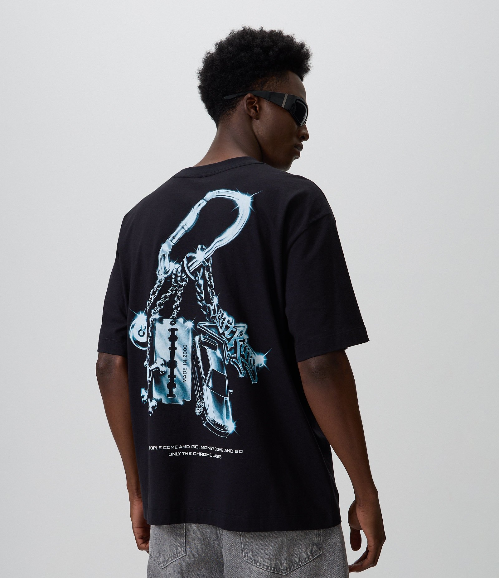 Camiseta Oversized em Algodão Chrome Star Preto 1
