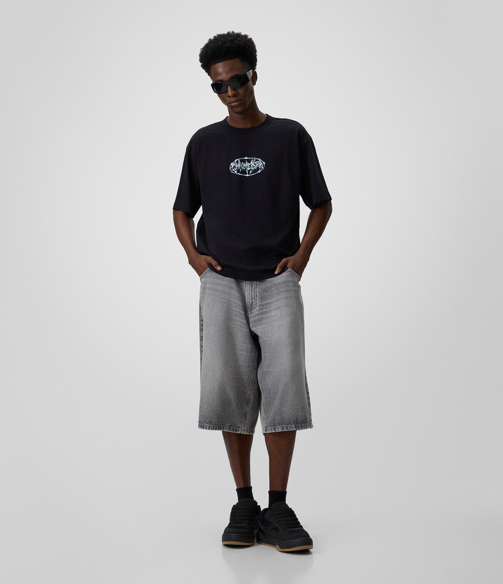 Camiseta Oversized em Algodão Chrome Star Preto 2