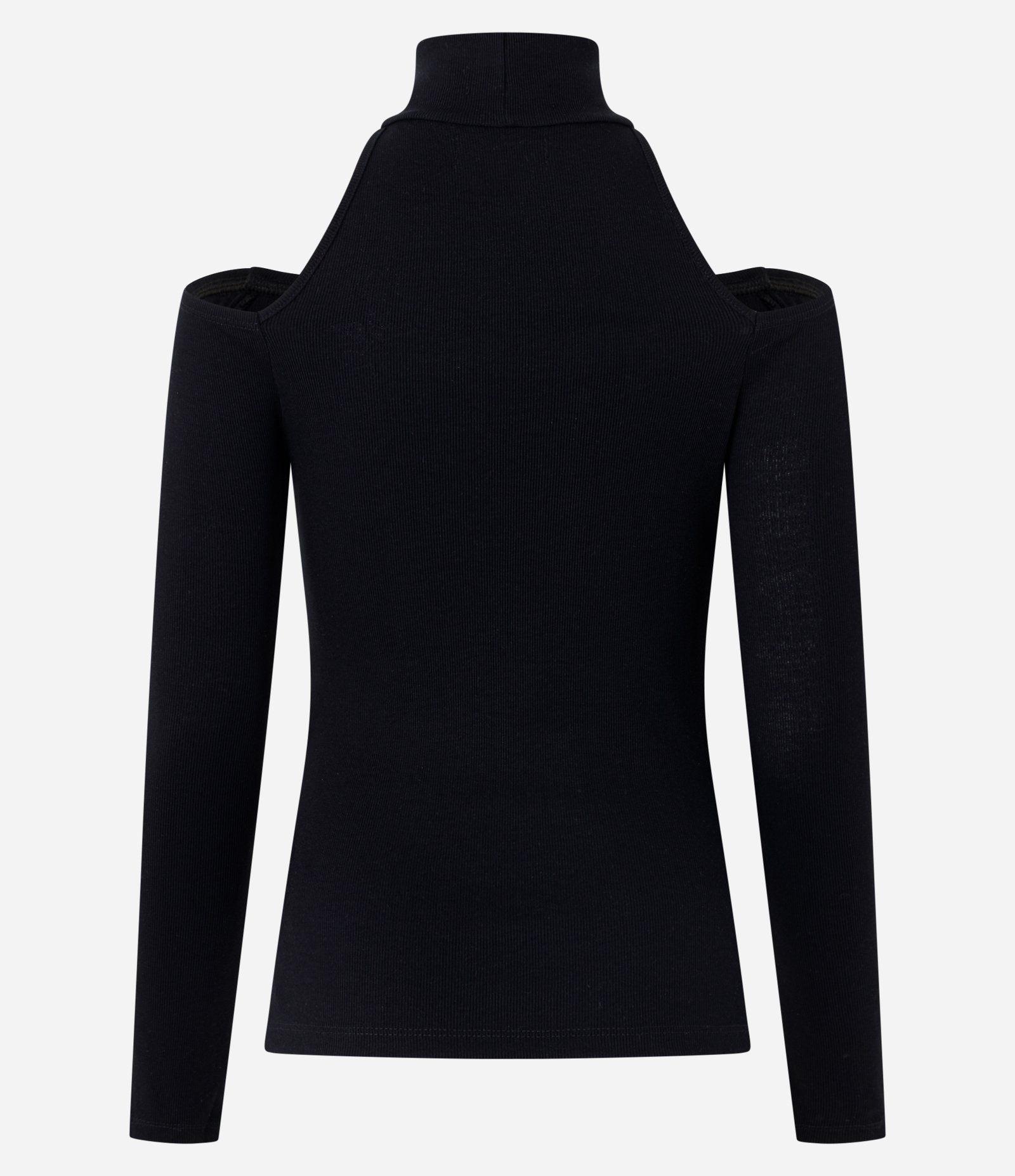 Blusa Ombro a Ombro em Ribana com Gola Alta Preto 6