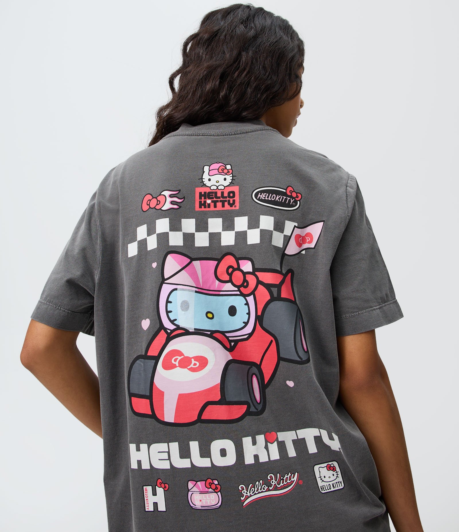 Camiseta Oversized em Algodão com Estampa Hello Kitty Preto 4