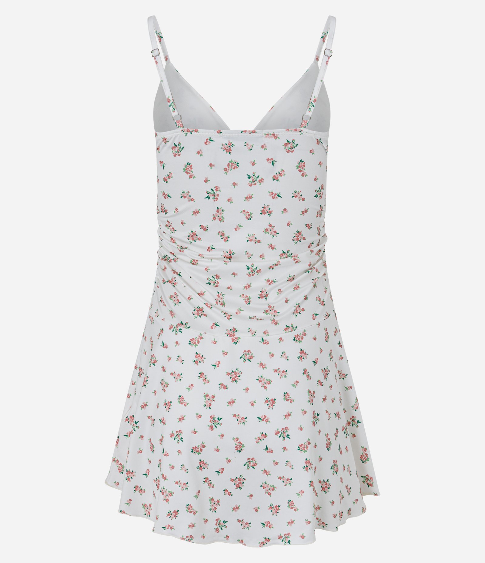 Vestido Curto Floral em Microfibra com Decote Transpassado Branco 2