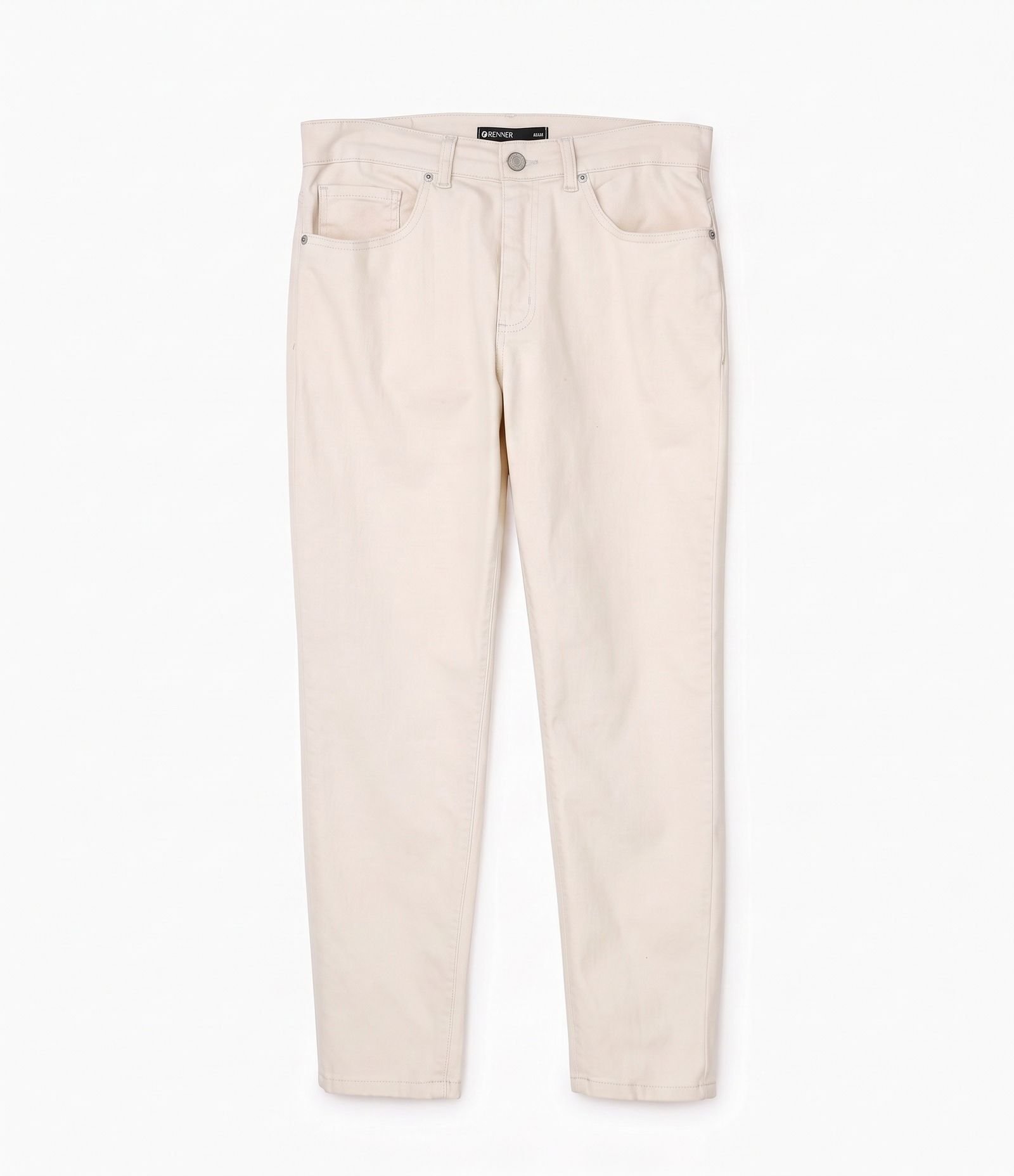 Calça Slim Cropped em Sarja Bege 1