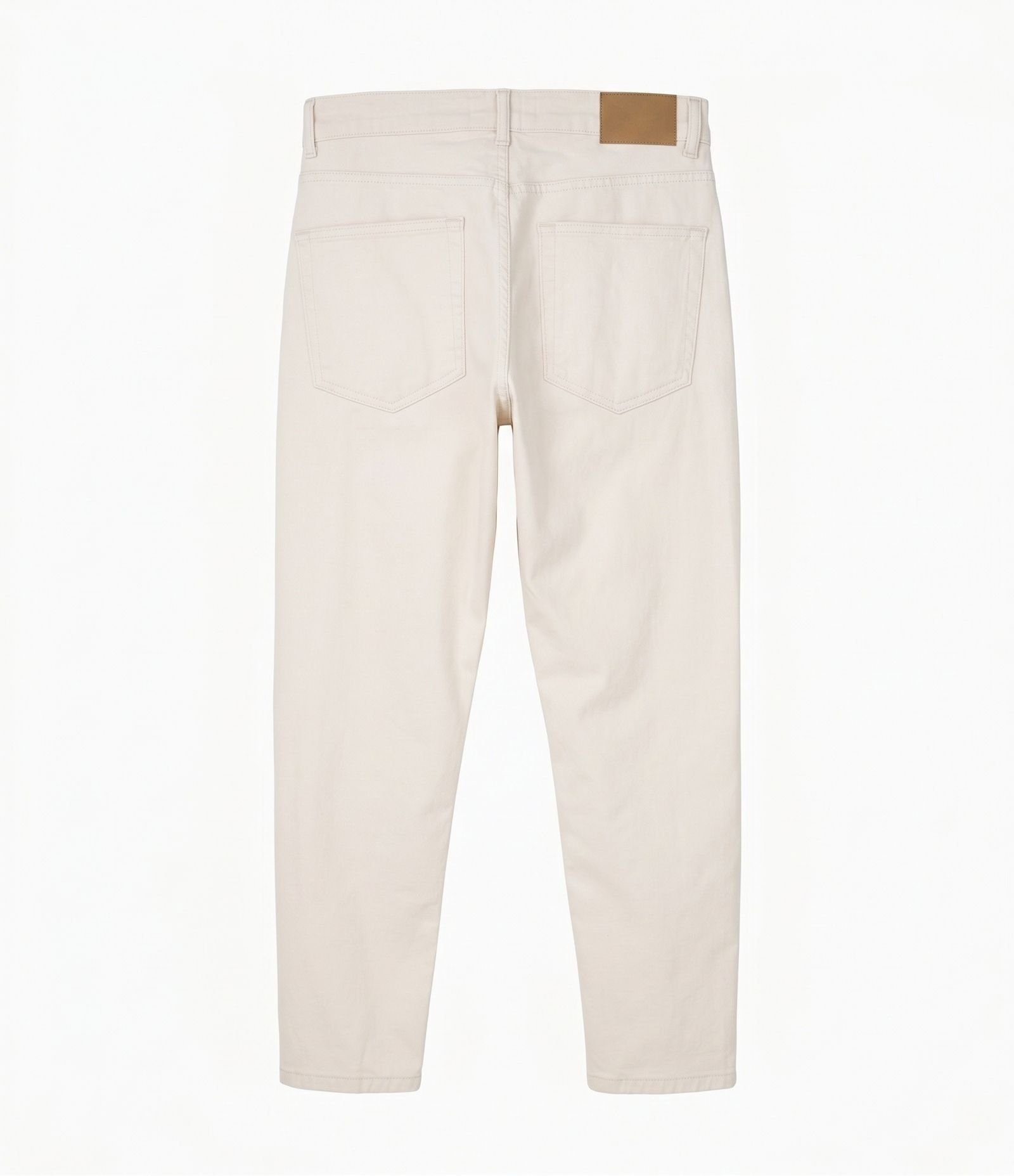 Calça Slim Cropped em Sarja Bege 2