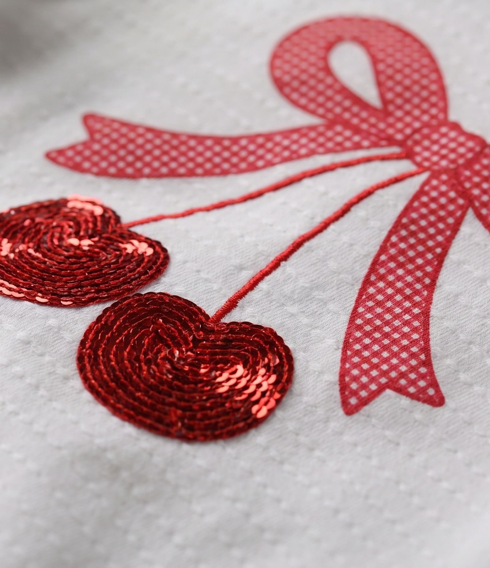 Camiseta Infantil em Algodão Laço Puff com Cereja Paetê - Tam 1 a 6 Anos Branco 6