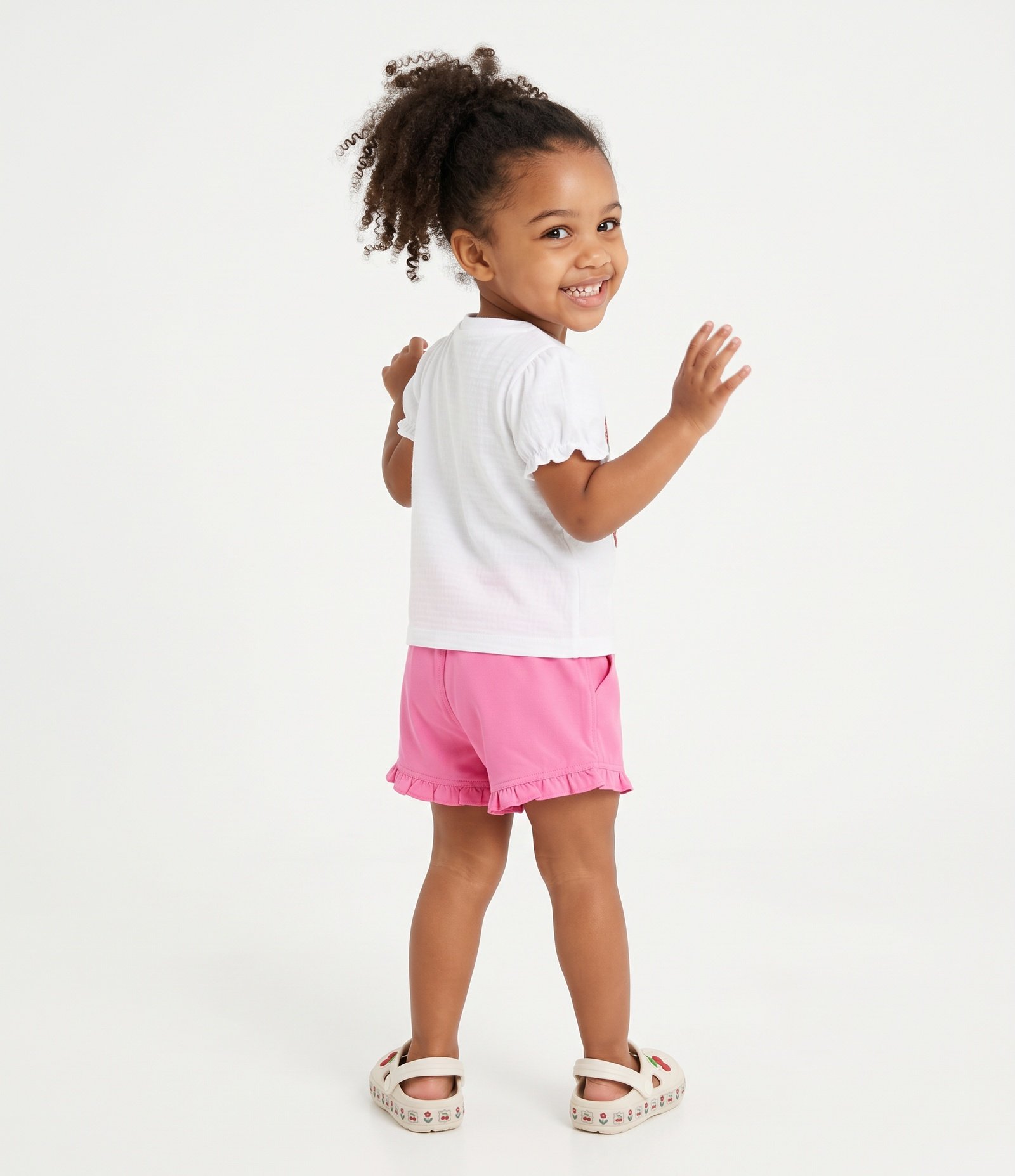 Camiseta Infantil em Algodão Laço Puff com Cereja Paetê - Tam 1 a 6 Anos Branco 3