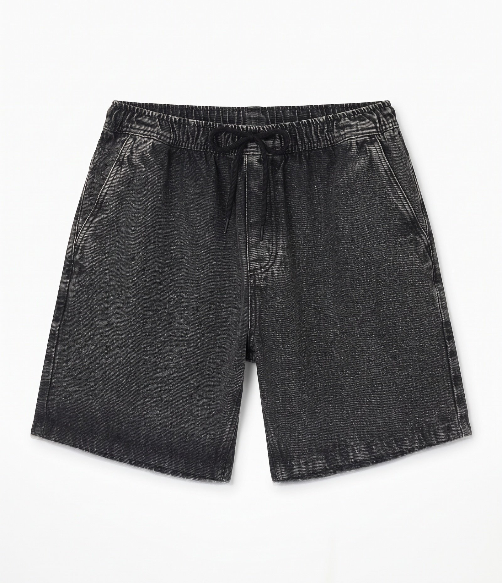Bermuda Jeans Masculina Regular com Cós Elástico Preto 1