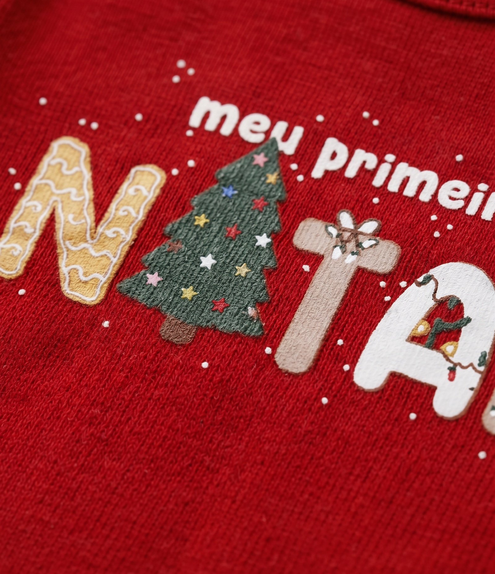 Body Bebê em Cotton com Estampa Meu Primeiro Natal - Tam RN a 18 Meses Vermelho 3
