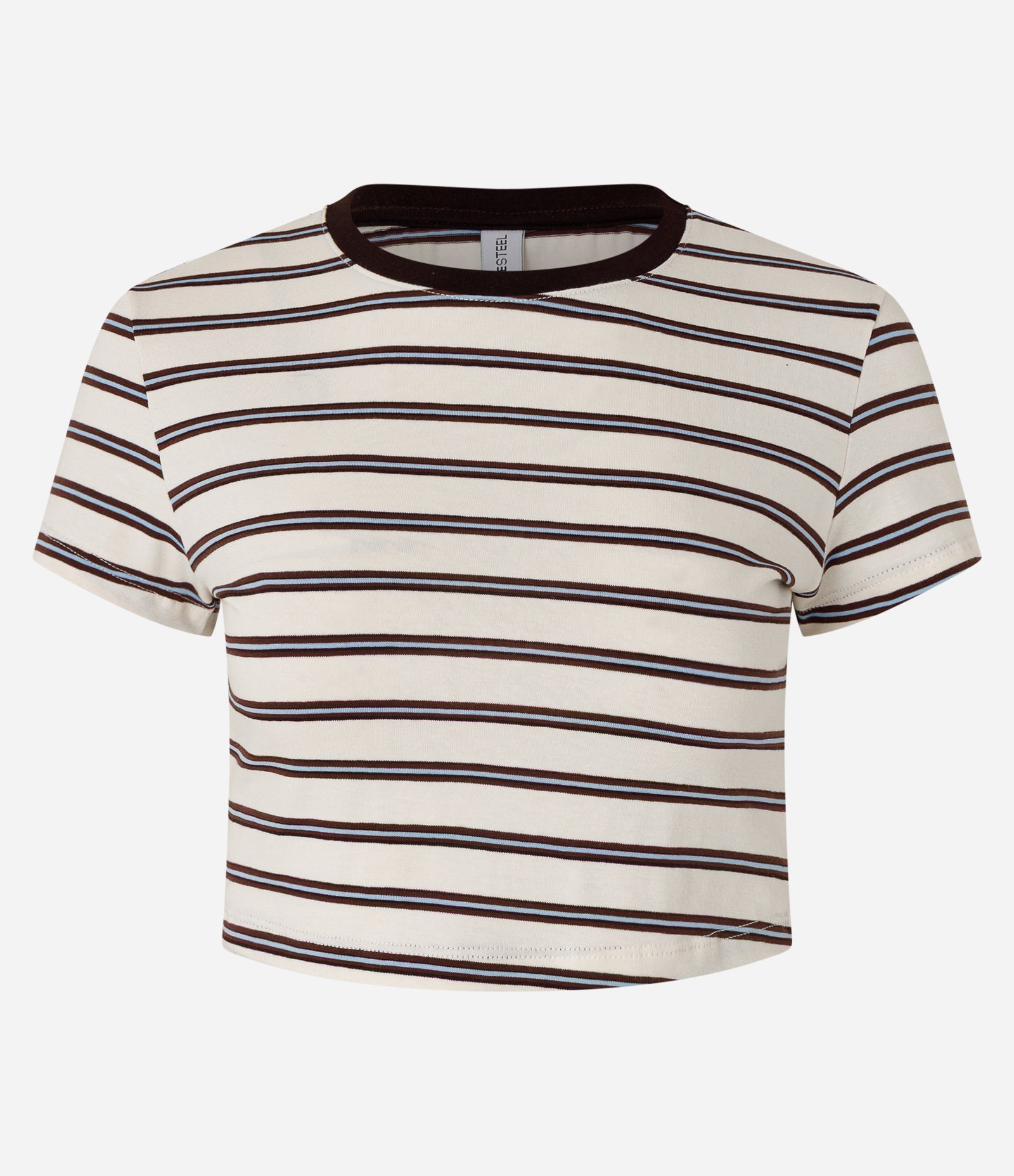 Blusa em Algodão com Estampa Listrada Bege/Preto 1