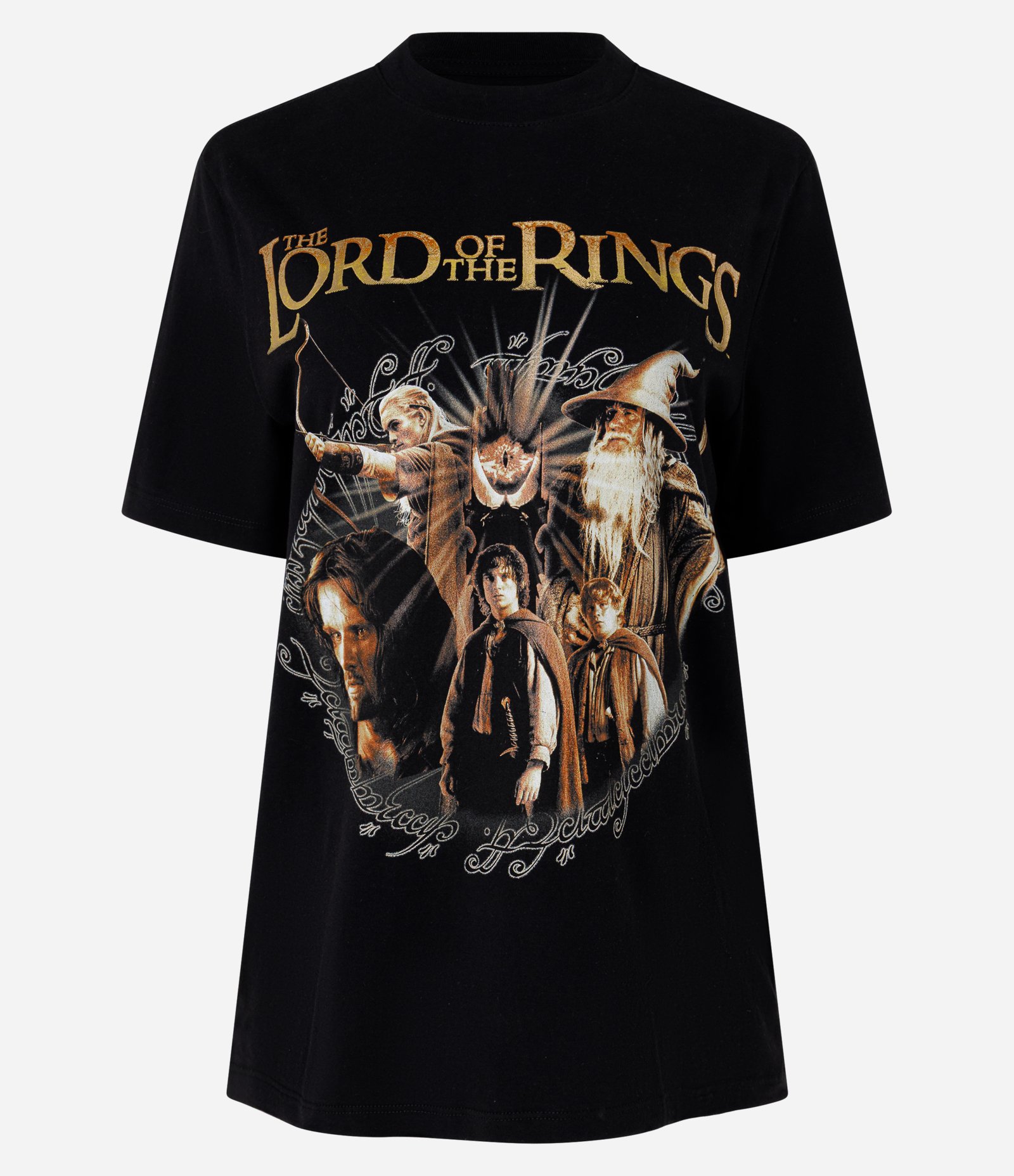 Camiseta em Algodão com Estampa Senhor dos Anéis Preto 1