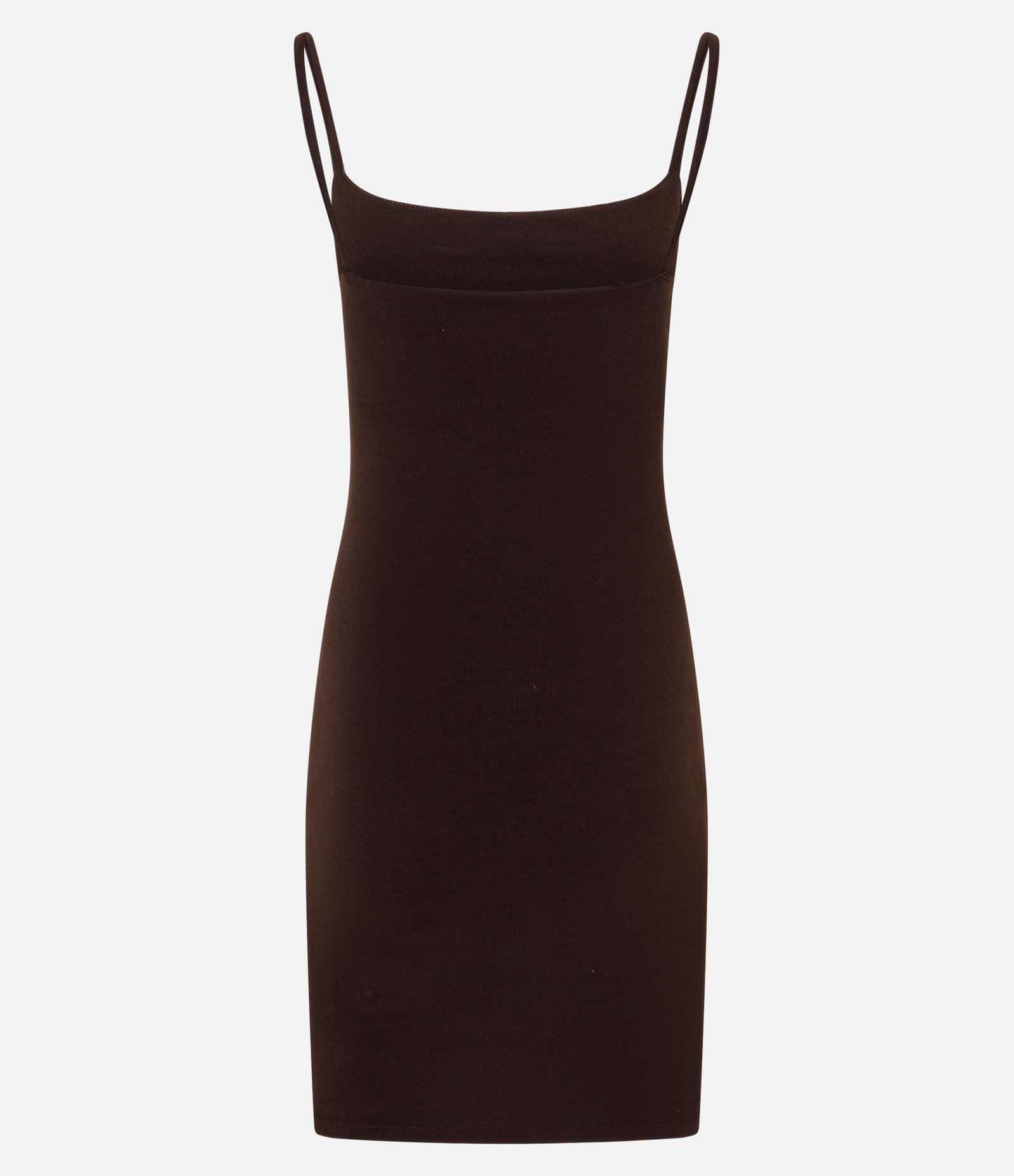 Vestido Tubinho Básico em Cotton com Alças Finas Marrom Escuro 2