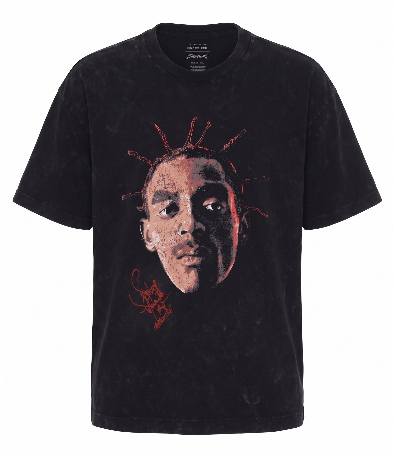 Camiseta Oversized Sabotage em Algodão com Efeito Marmorizado Preto 4