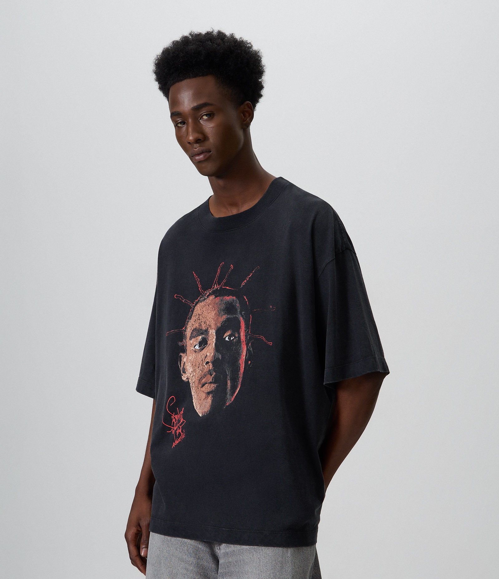 Camiseta Oversized Sabotage em Algodão com Efeito Marmorizado Preto 1