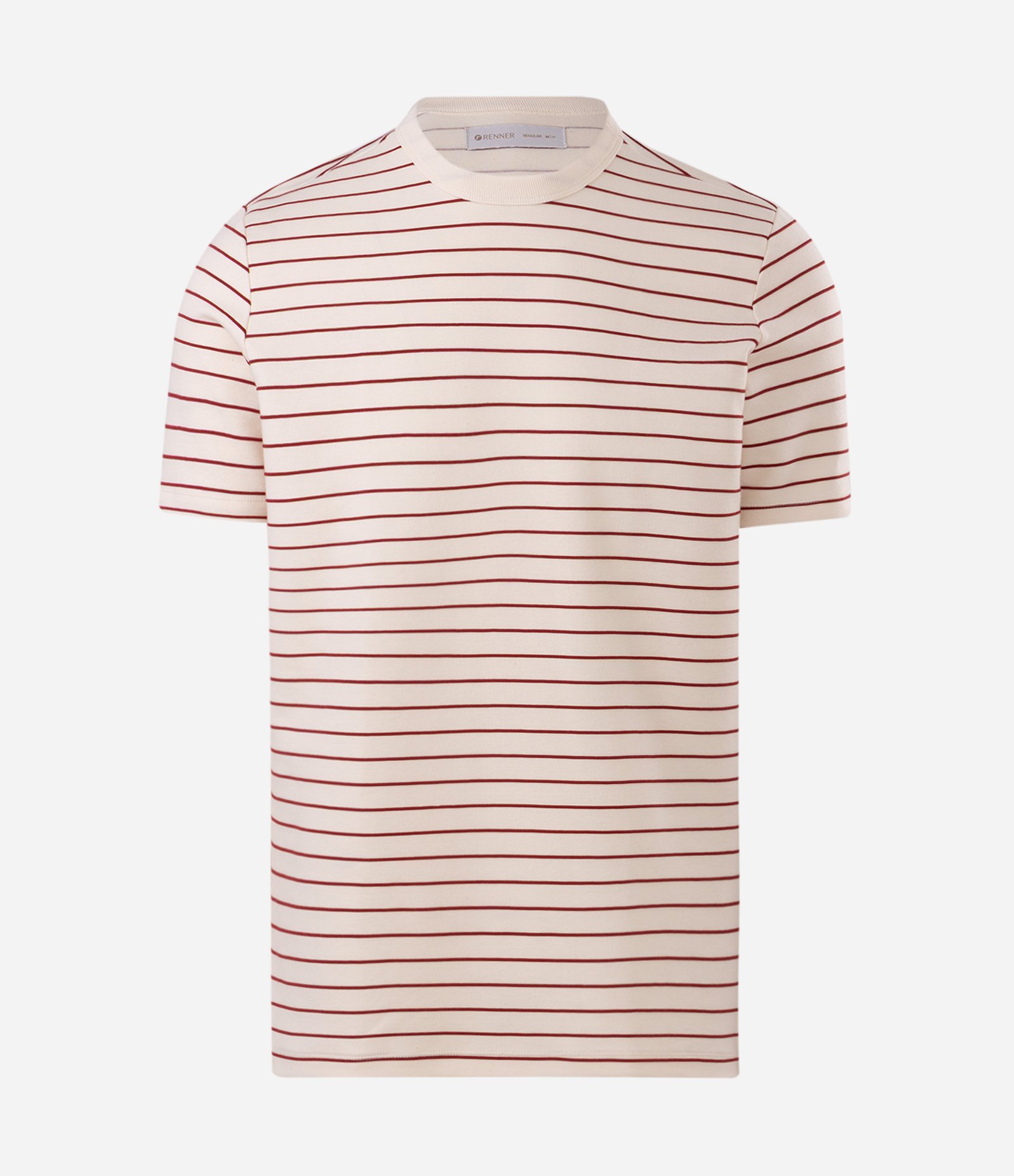 Camiseta Regula em Algodão com Estampa Listrada Vermelho 5