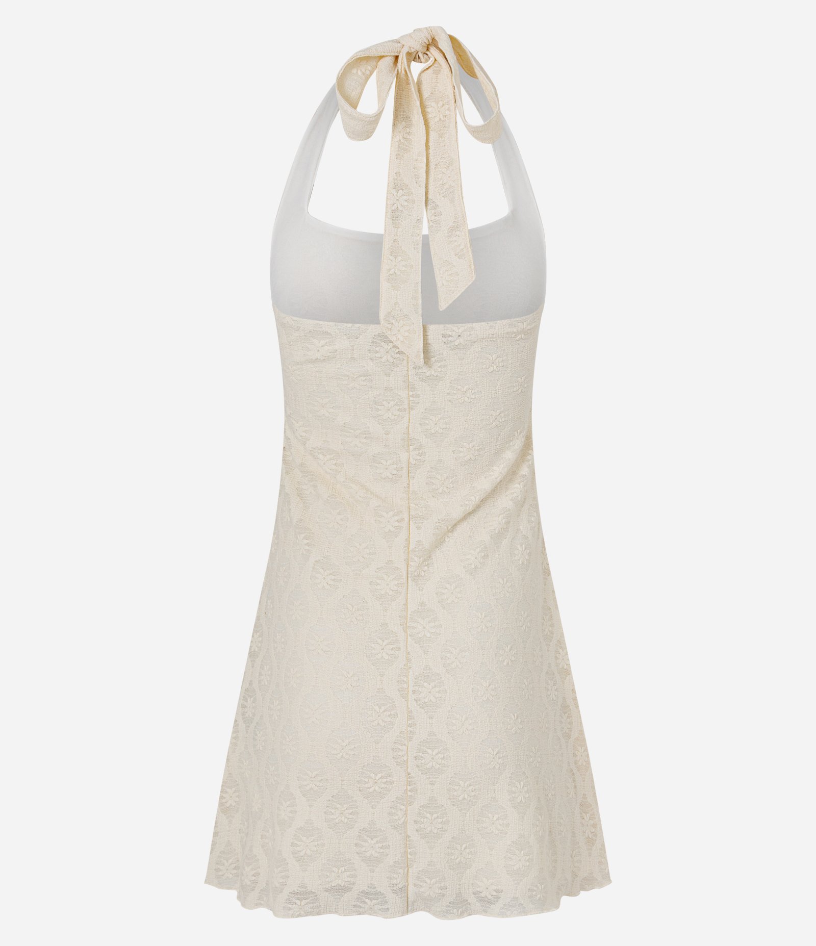 Vestido Curto Frente Única em Renda com Amarração Branco 2