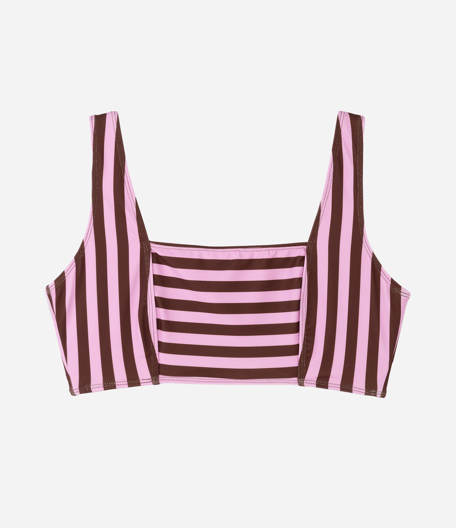 Biquíni Top em Microfibra Listrado com Decote Quadrado e Proteção UV 50+ Curve & Plus Size Marrom 5
