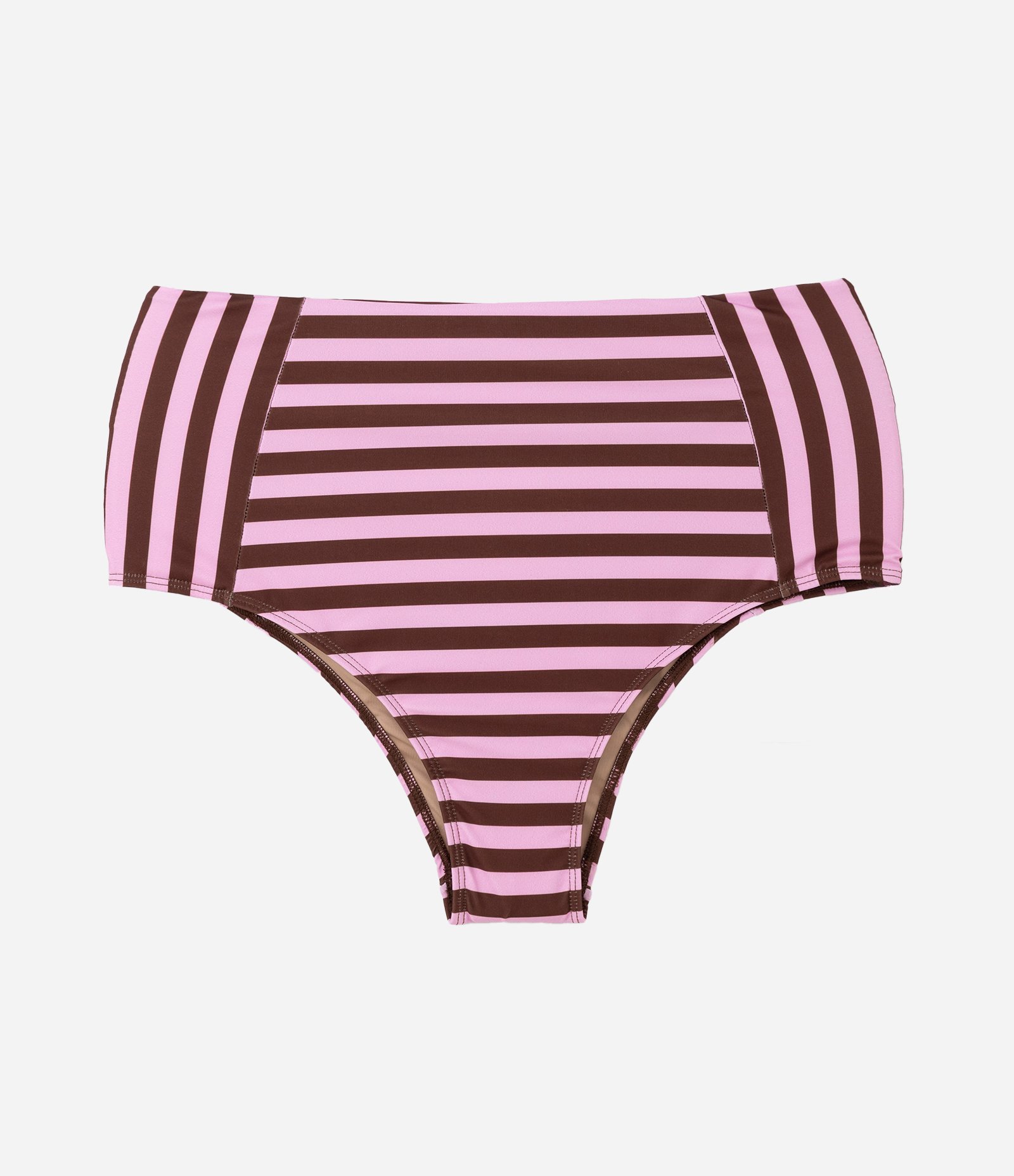 Biquíni Bottom Hot Pant em Microfibra Listrado com Proteção UV 50+ Curve & Plus Size Marrom 5
