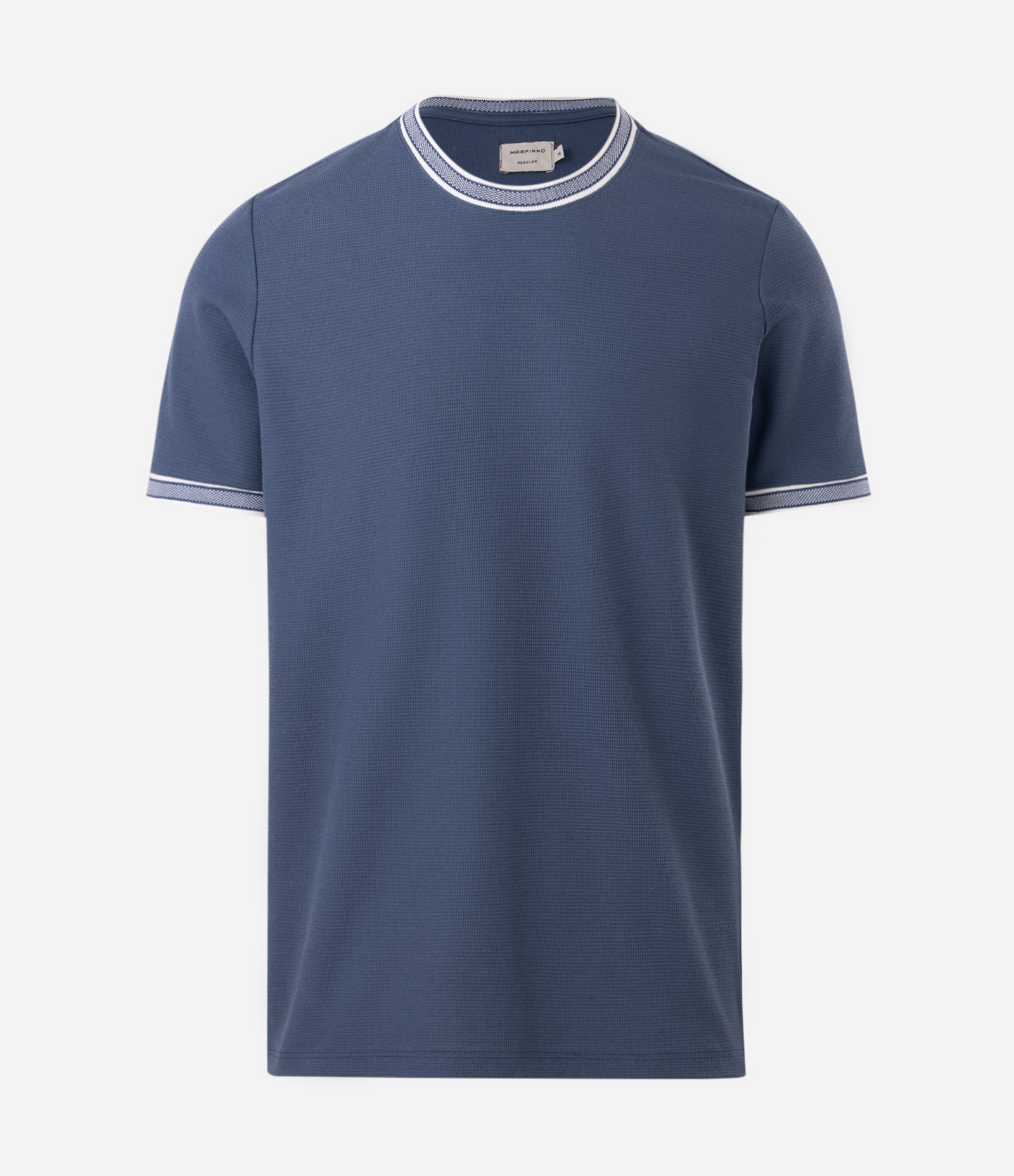Camiseta Regular em Algodão Texturizado Azul 1