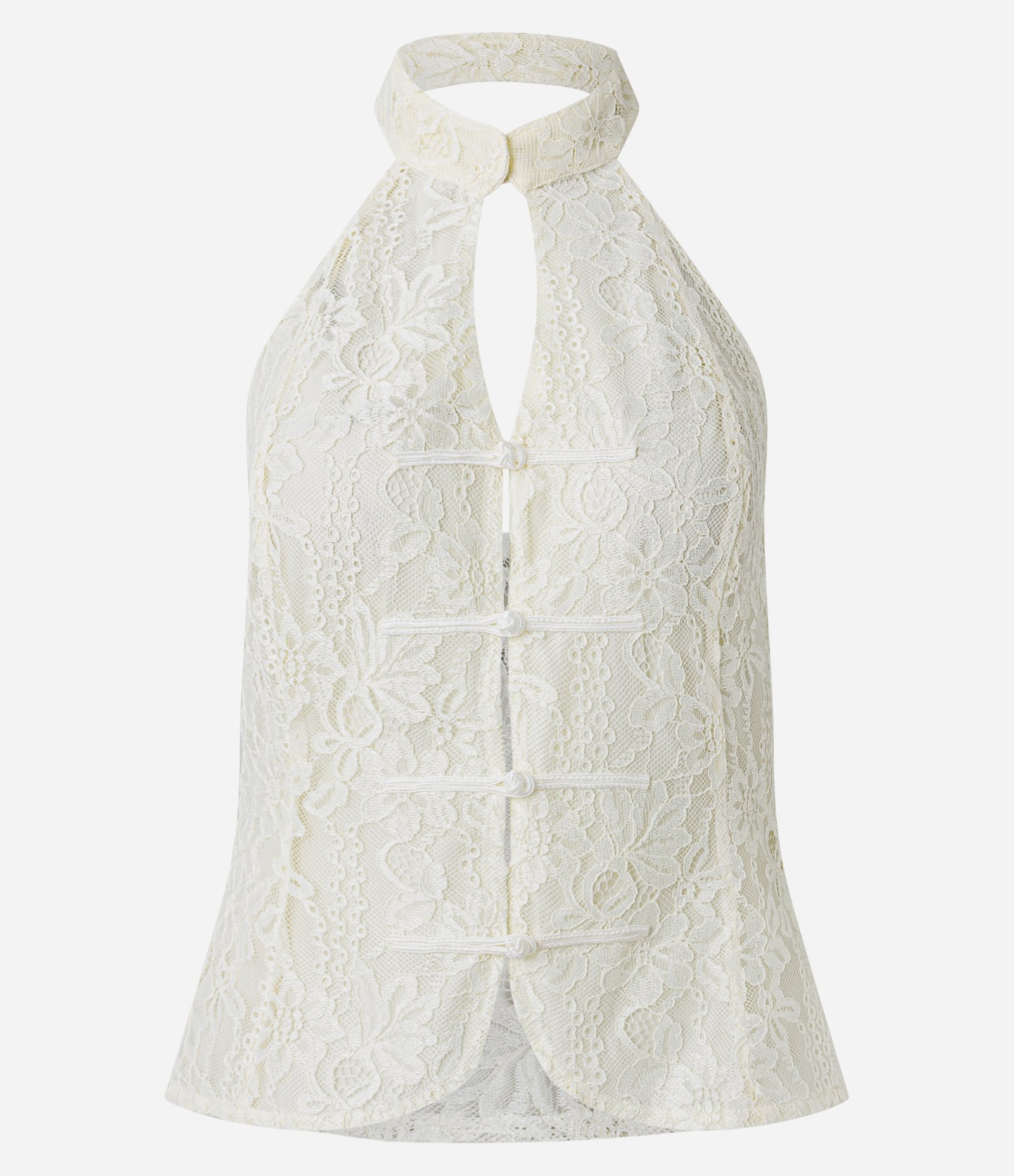 Blusa Frente Única em Renda com Fechamento Napoleônico Branco 1