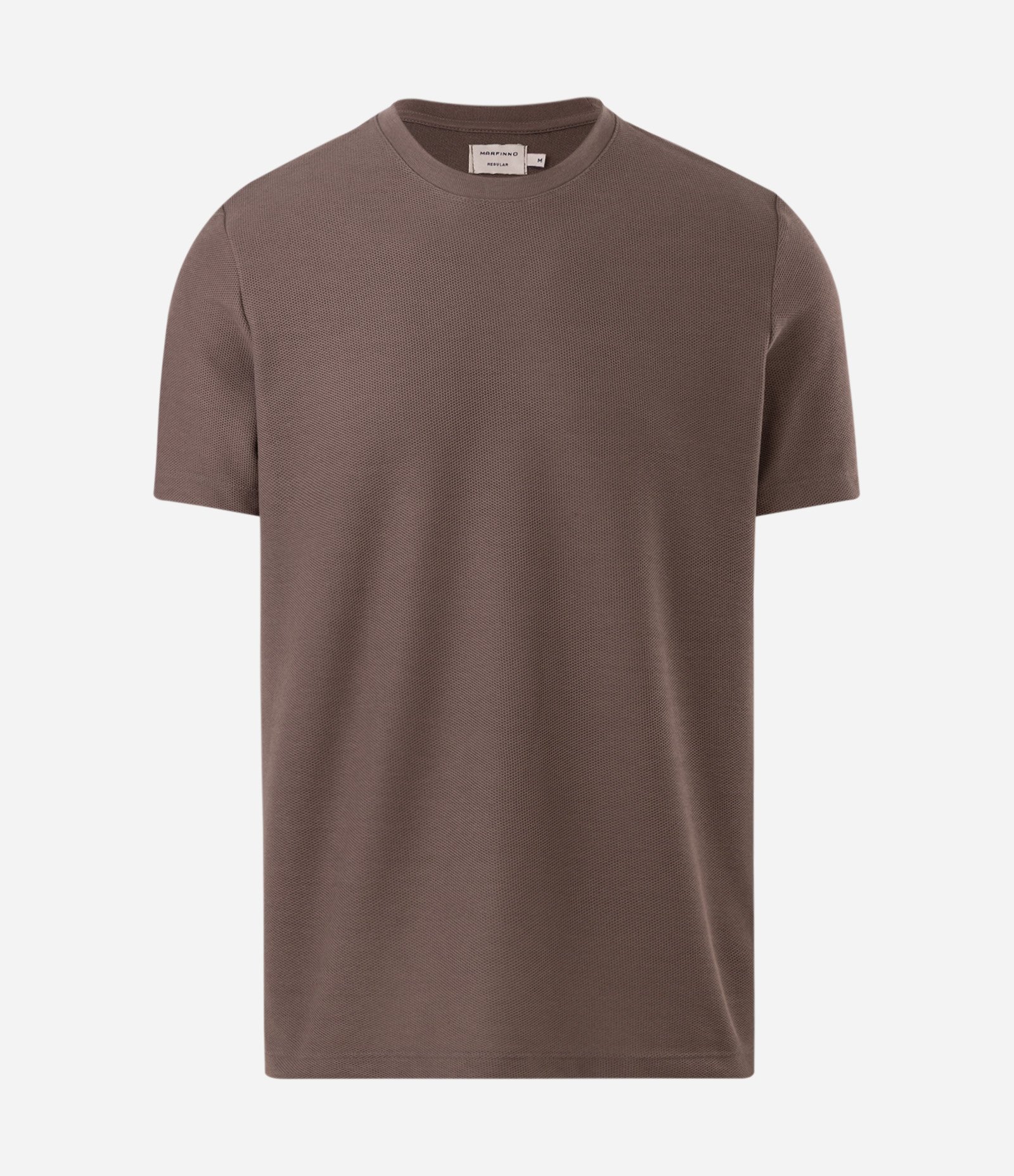 Camiseta Regular Básica com Textura Colmeia Marrom Escuro 1