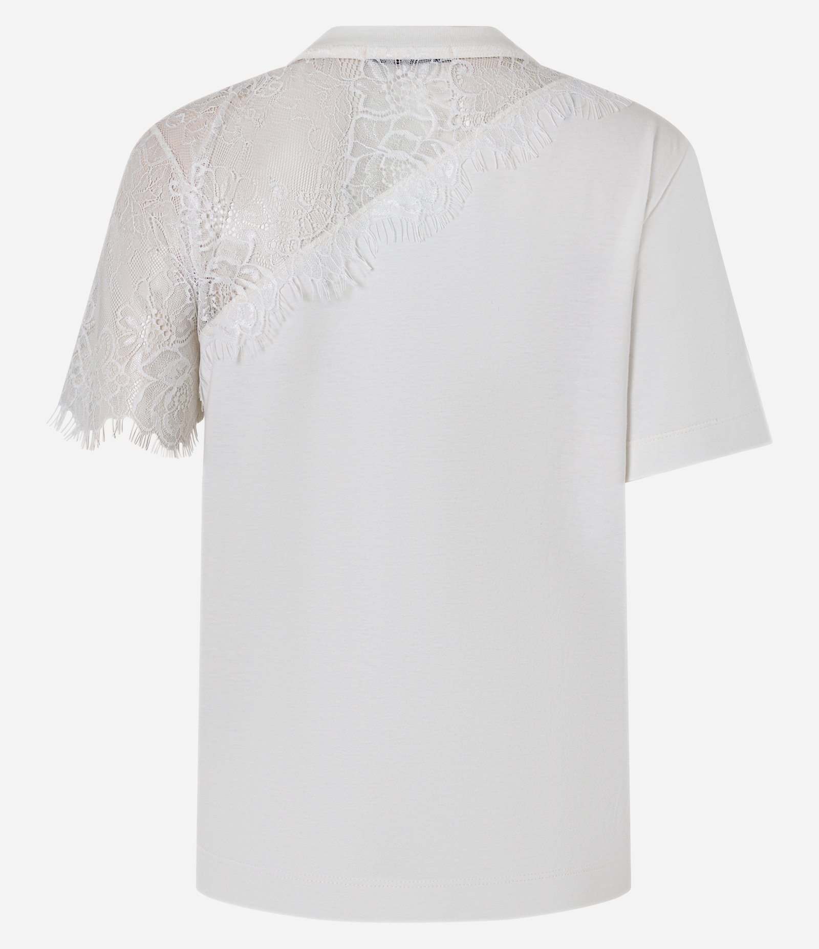 Camiseta em Algodão com Aplicação de Renda Floral Branco 2