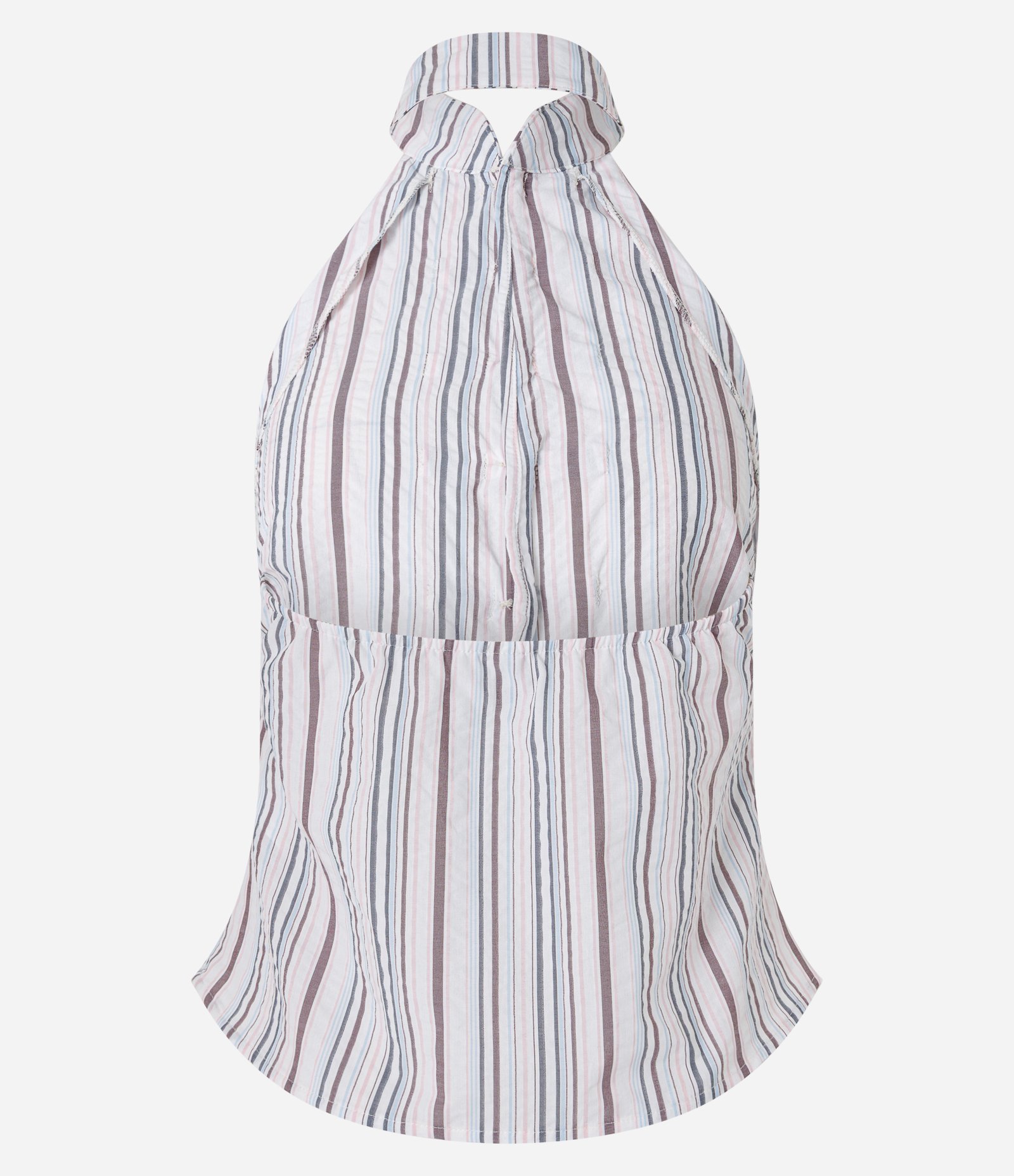Blusa Frente Única com Estampa Listrada e Fechamento Oriental Multicores 6