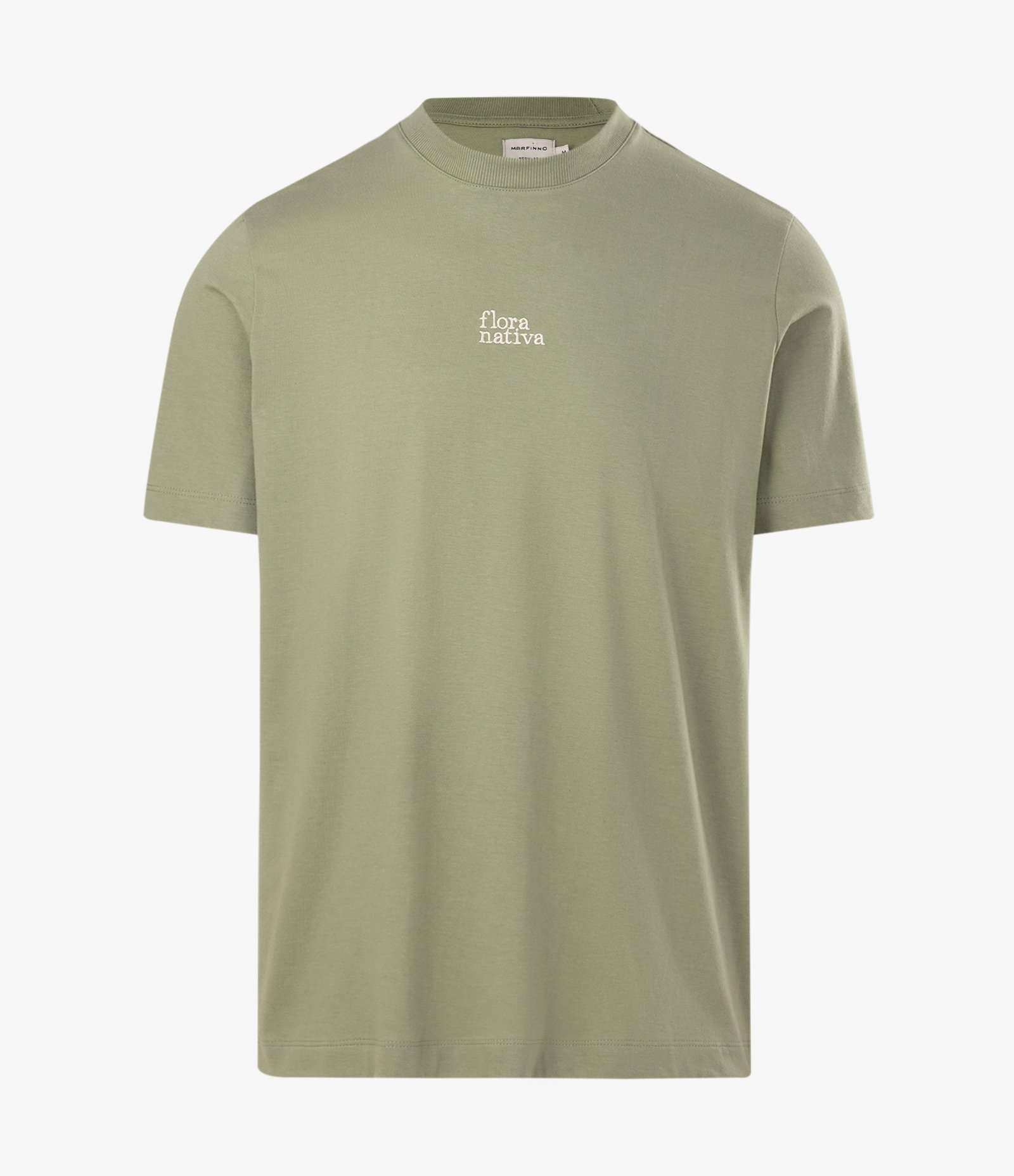 Camiseta Regular com Bordado Floral e Lettering Flora Nativa Verde 1
