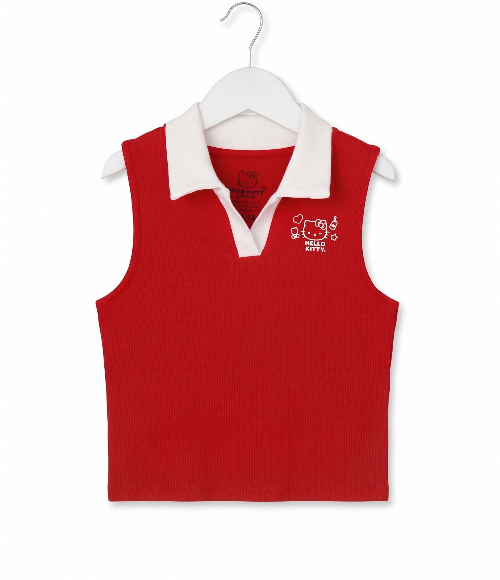 Blusa Infantil Hello Kitty em Ribana com Gola Polo - Tam 5 a 16 Anos Vermelho 1