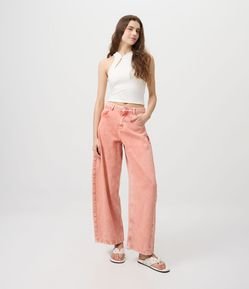 Calça Barrel em Sarja com Lavagem Cationizada