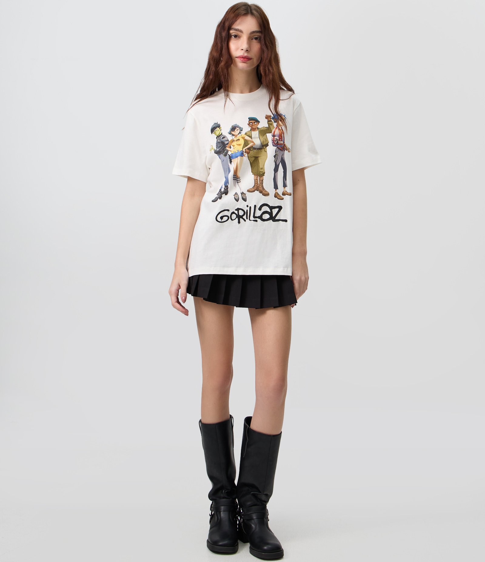 Camiseta Manga Curta com Estampa Gorillaz em Algodão Branco 2