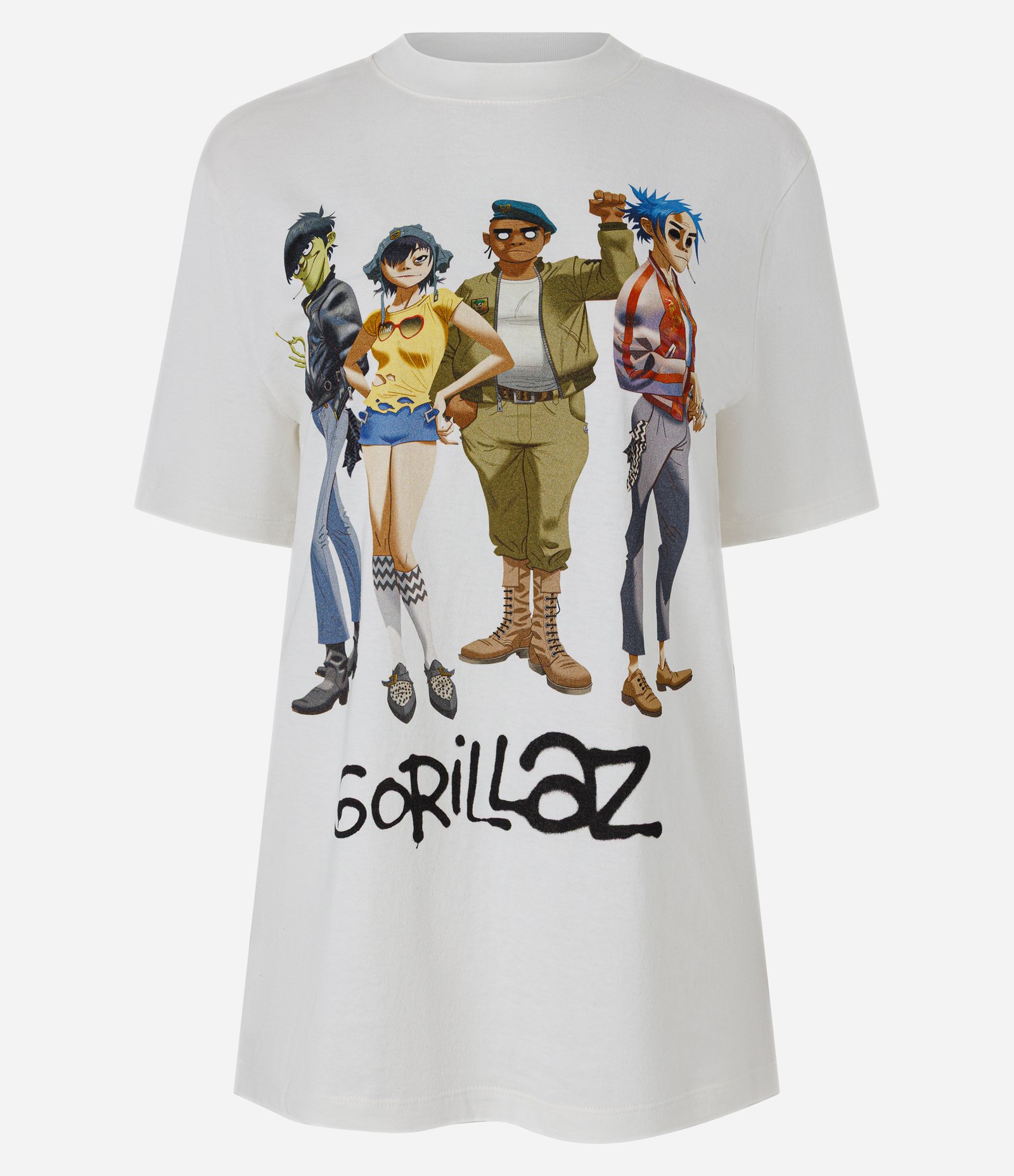 Camiseta Manga Curta com Estampa Gorillaz em Algodão Branco 5
