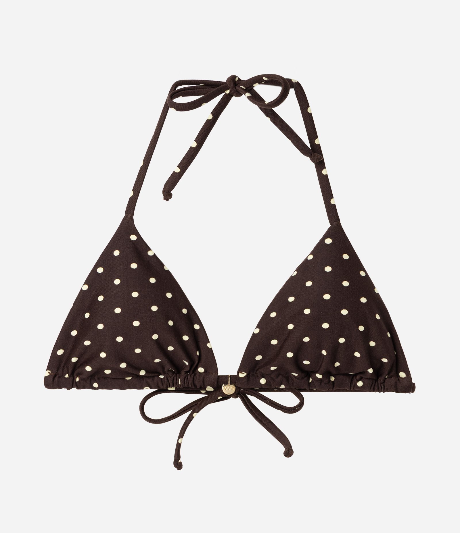 Biquíni Top Cortininha com Bojo Removível e Estampa Poá Marrom 1