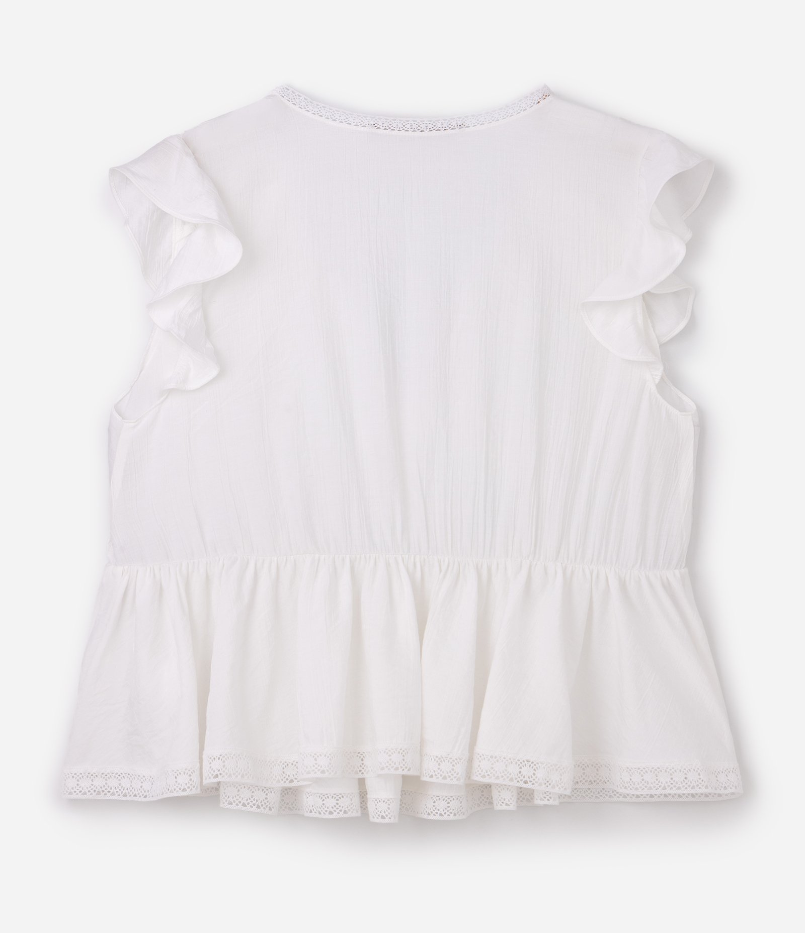 Blusa em Viscose Texturizada com Rendinhas Curve & Plus Size Branco 6