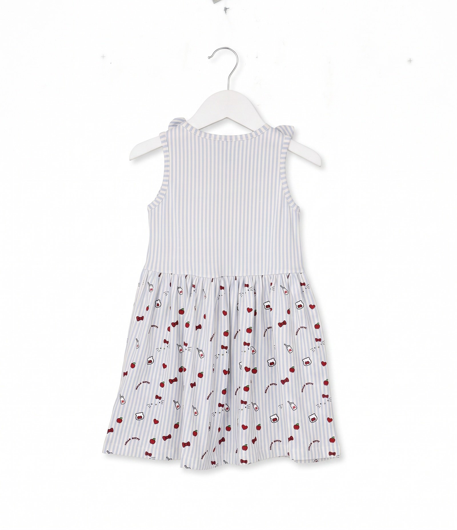 Vestido Infantil Evasê Listrado com Estampa Hello Kitty - Tam 1 a 6 Anos Off White 2