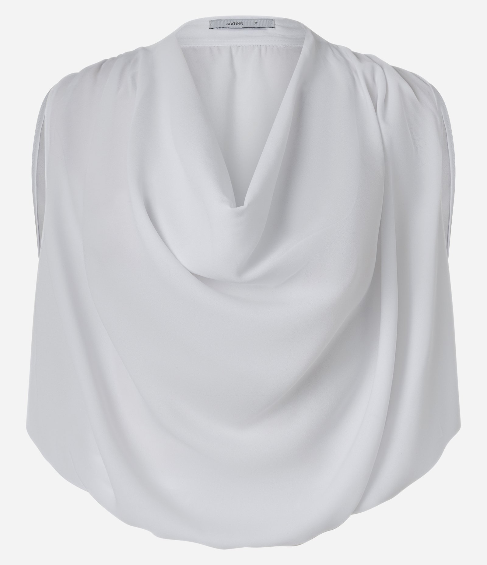 Blusa em Crepe com Decote Degagê e Ombros Franzidos Branco 1