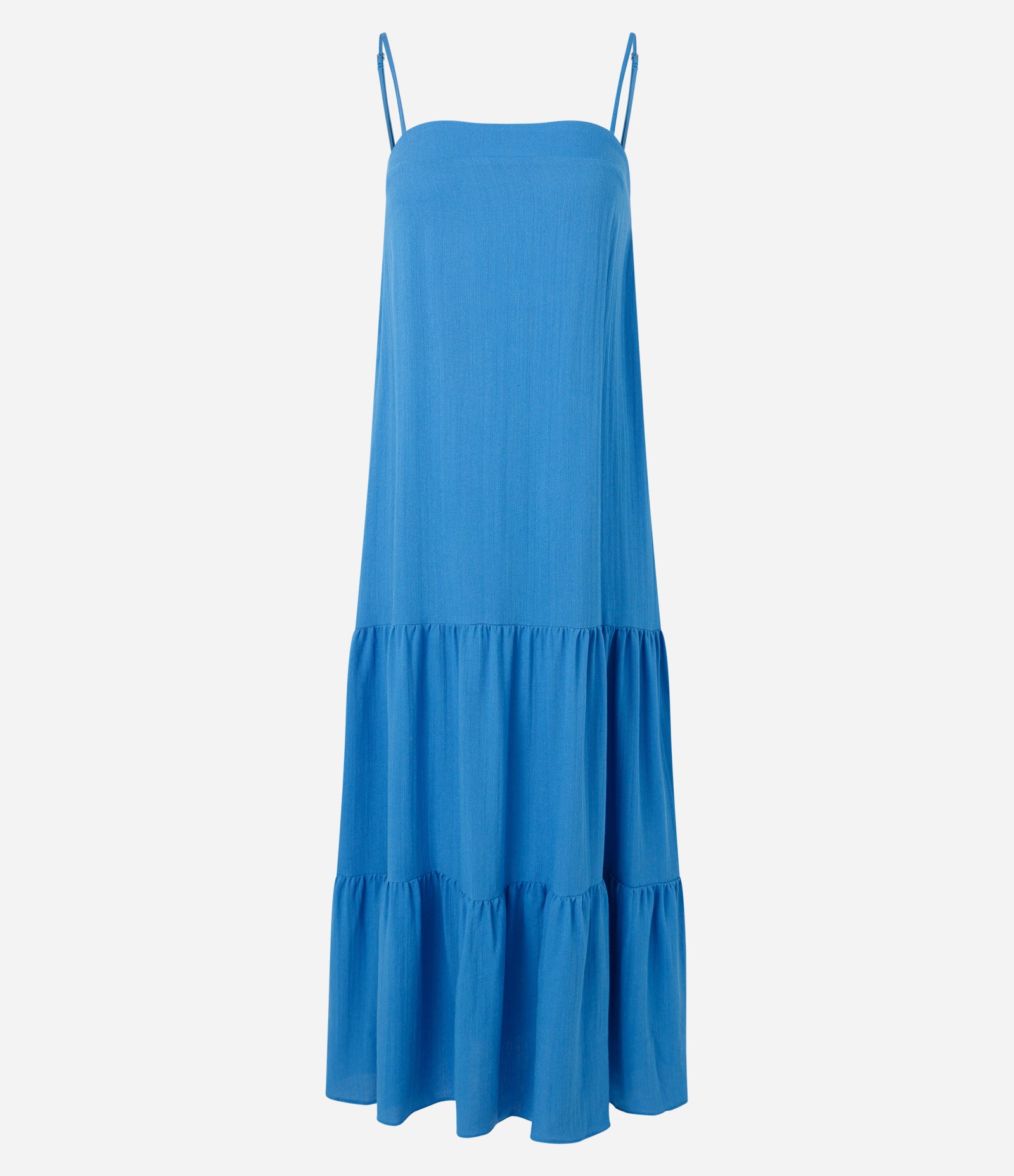 Vestido Longo Evasê em Viscose com Alças Finas Azul 3