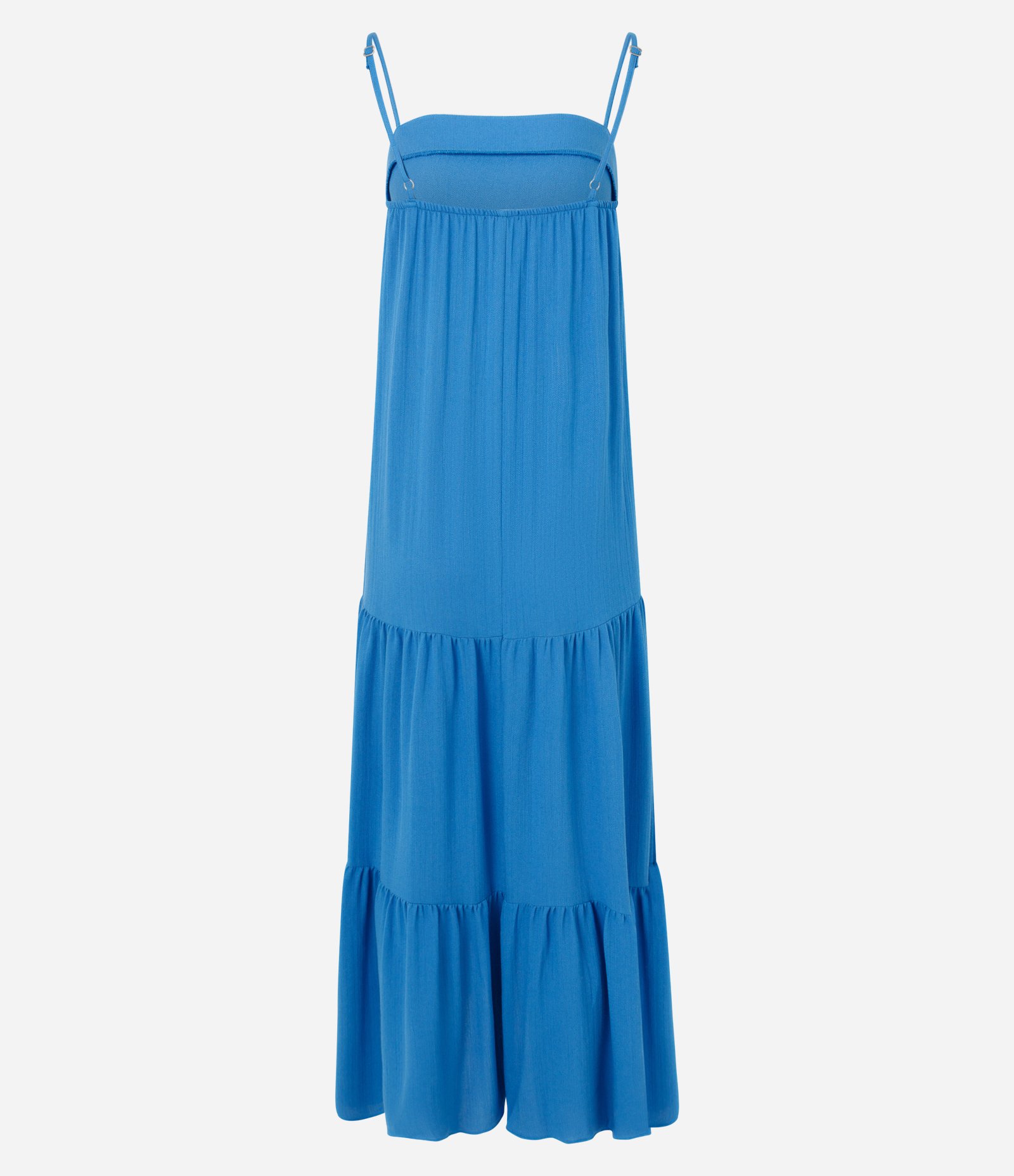 Vestido Longo Evasê em Viscose com Alças Finas Azul 4