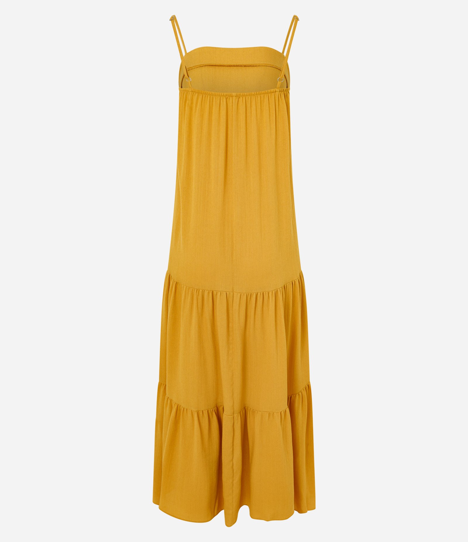 Vestido Longo Evasê em Viscose com Alças Finas Amarelo 2